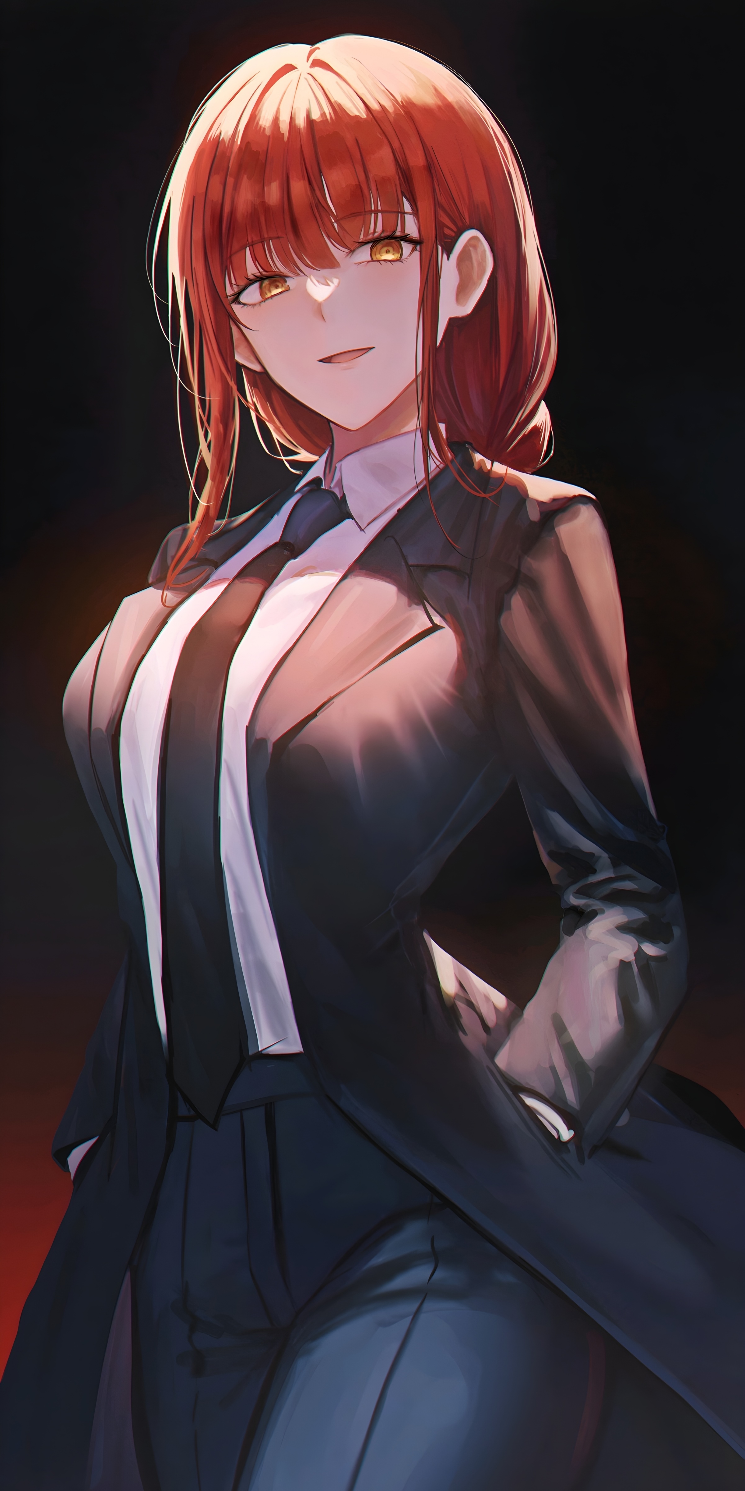 Makima from Chainsaw Man in a suit HD Phone Wallpaper