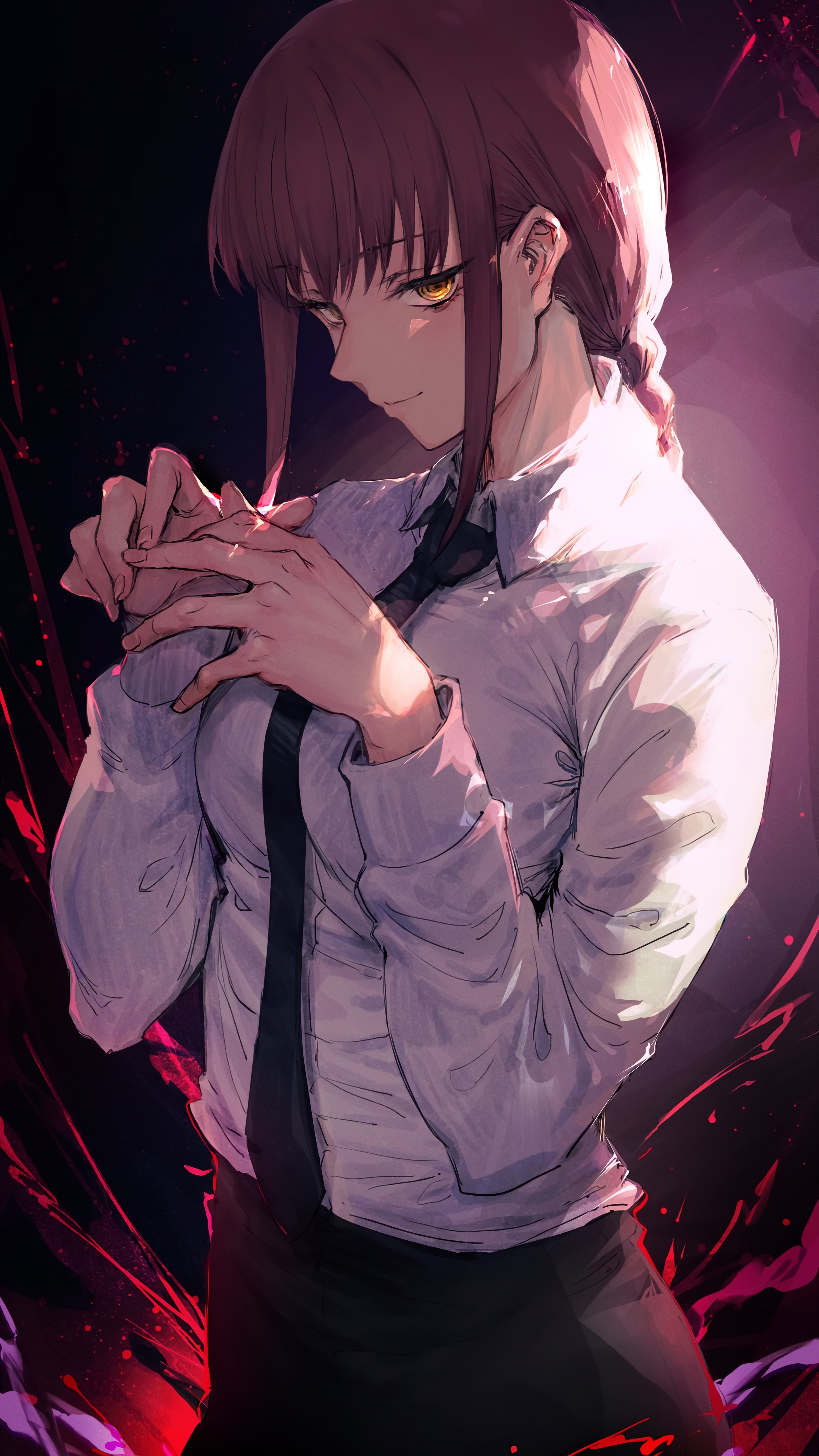 Makima from Chainsaw Man with yellow eyes HD Phone Wallpaper