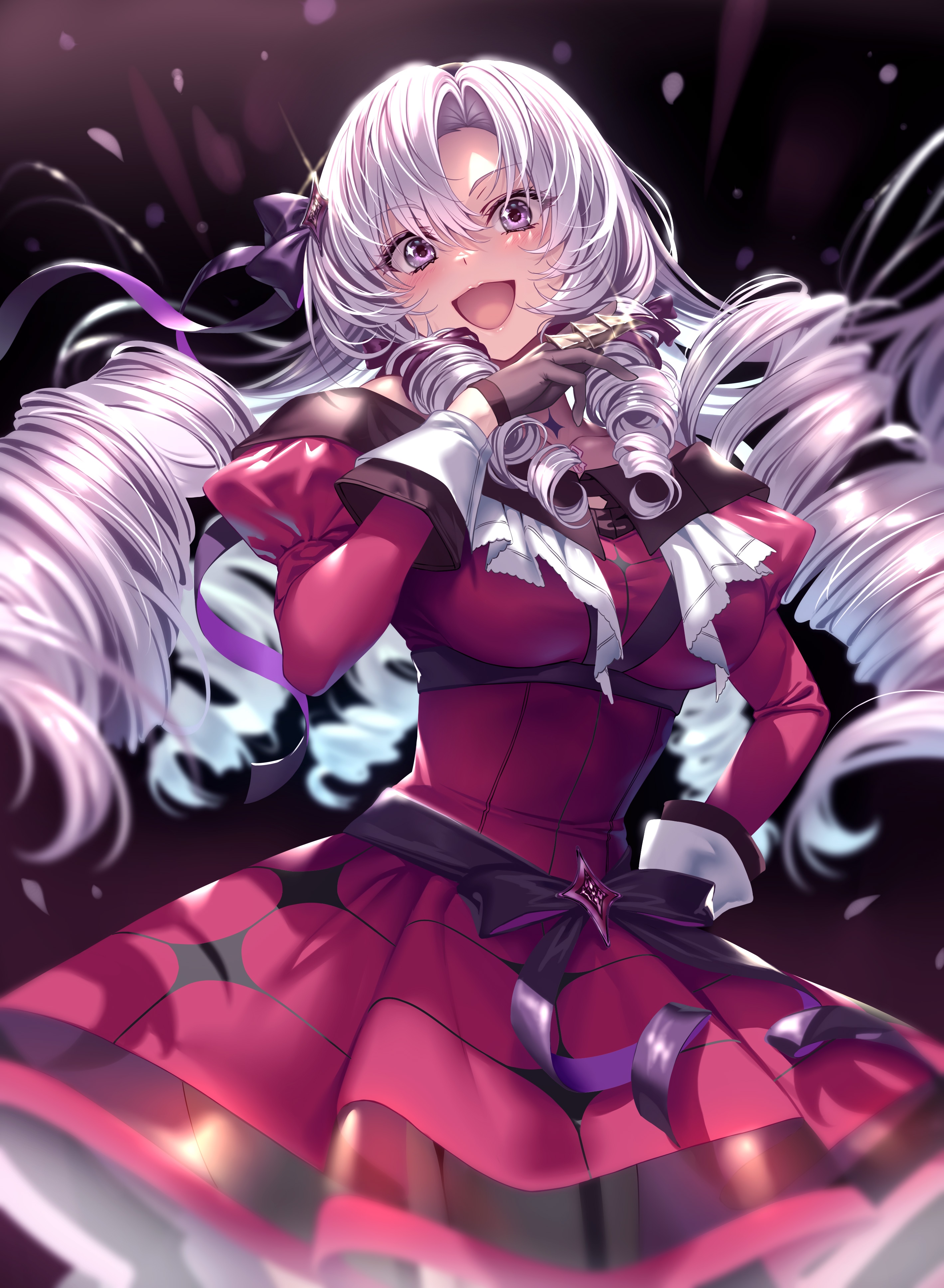 Anime girl with silver hair and purple eyes HD Phone Wallpaper