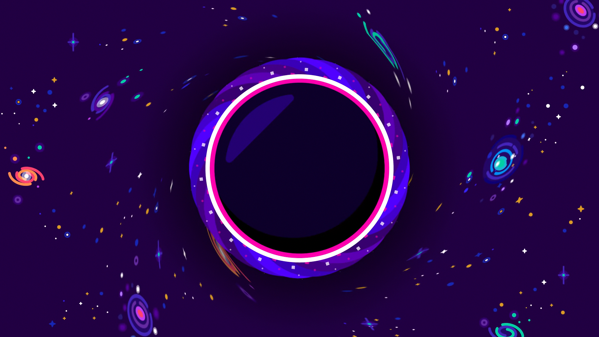 Kurzgesagt Black Hole and Galaxies HD Wallpaper