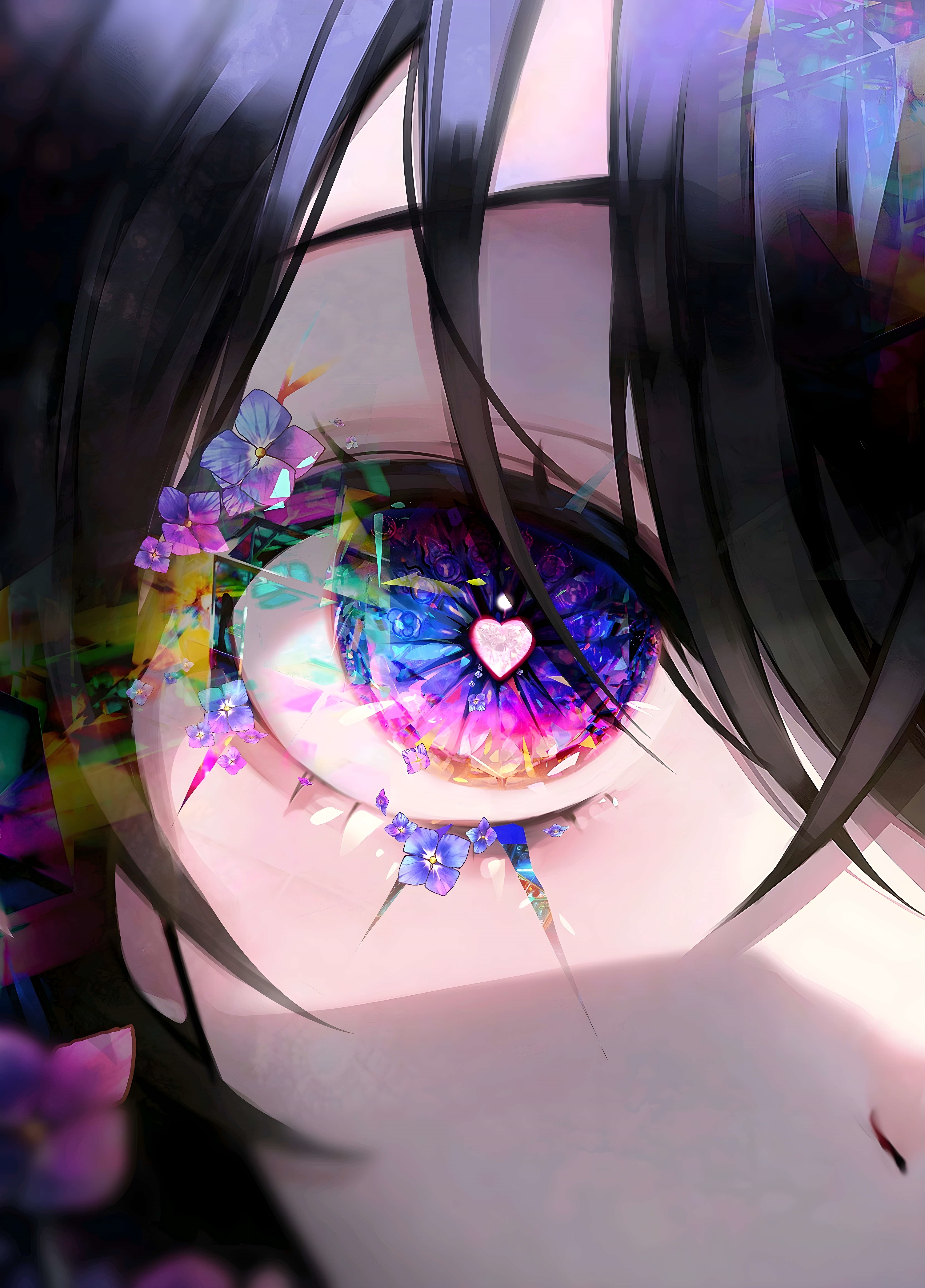 4K Multi-colored Eyes Heart Eyes Closeup HD Phone Wallpaper