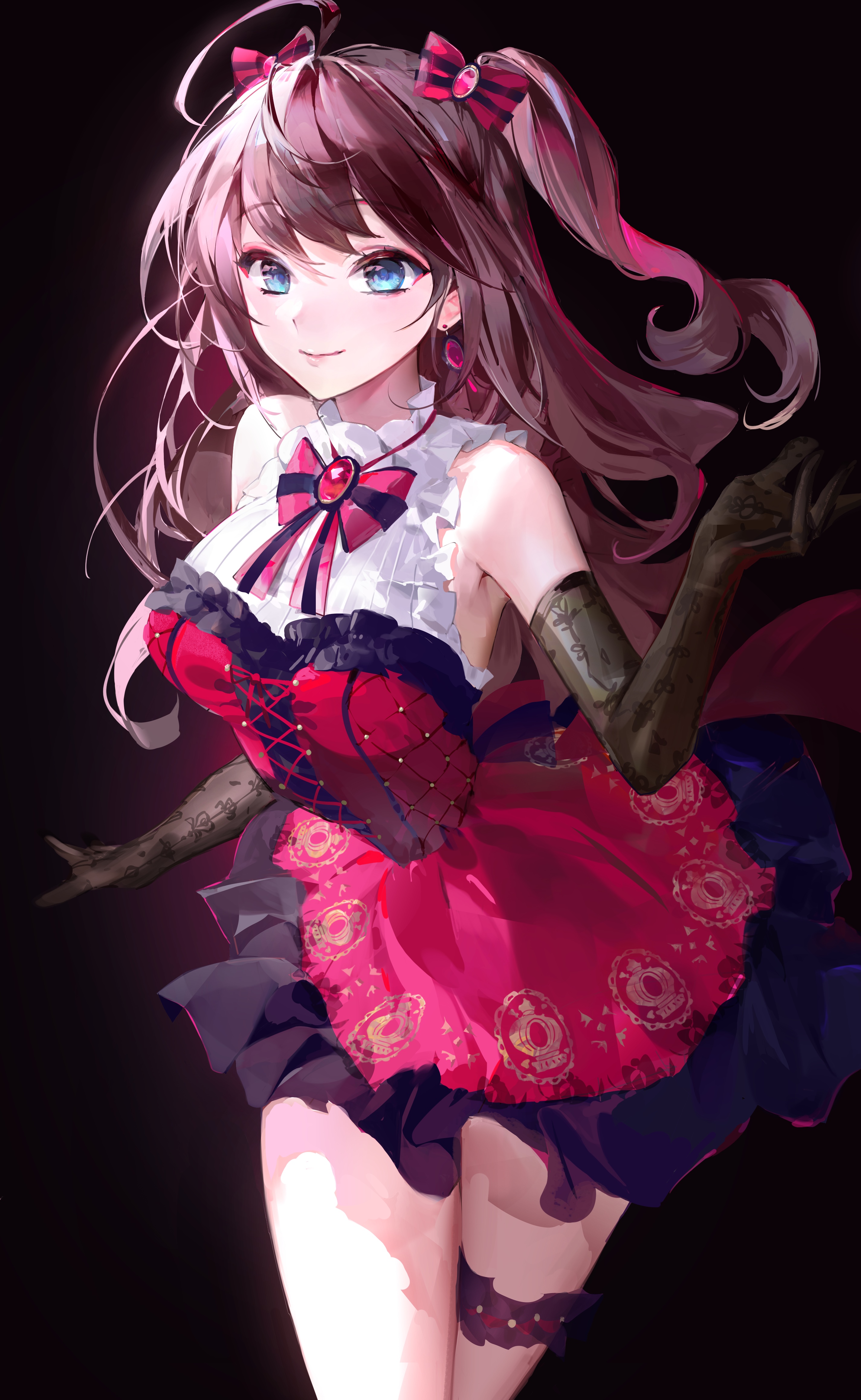 Shiki Ichinose in a red dress with twintails HD Phone Wallpaper