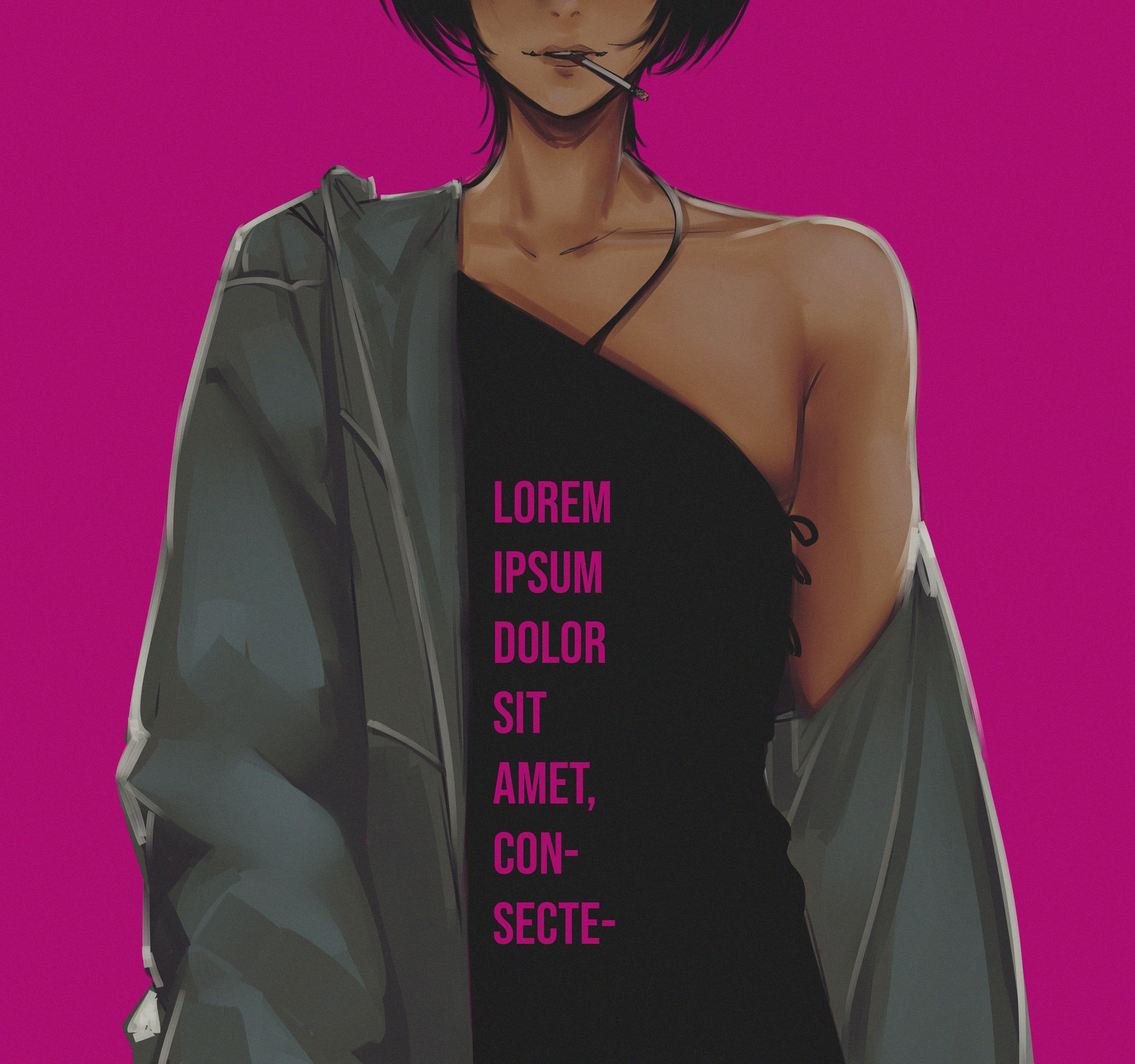 Anime character with cigarette and jacket HD Wallpaper