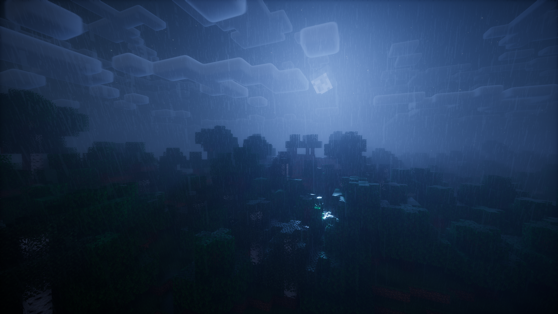 Minecraft during a rainy midnight with shaders HD Wallpaper