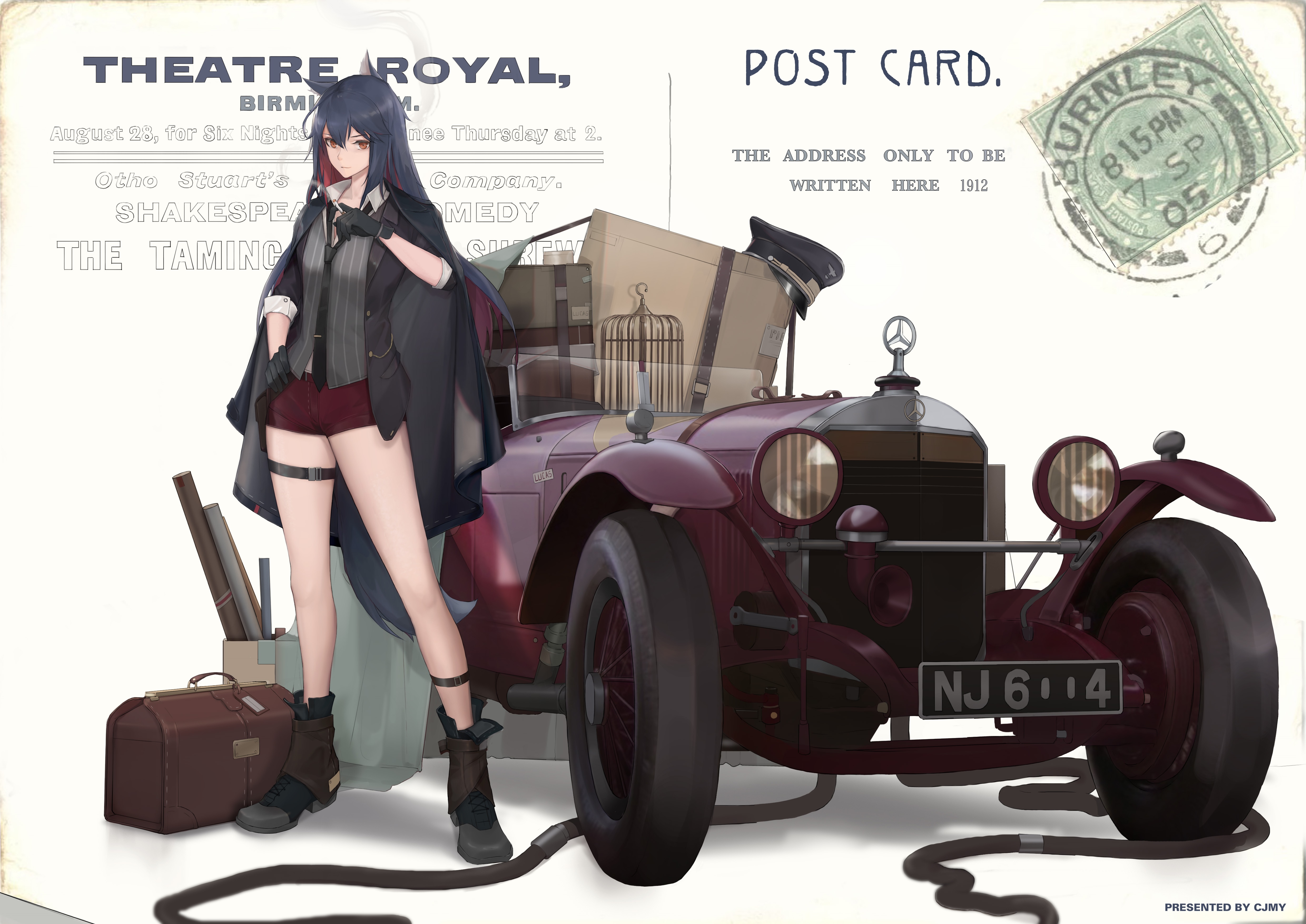 Arknights Texas with a vintage car HD Wallpaper