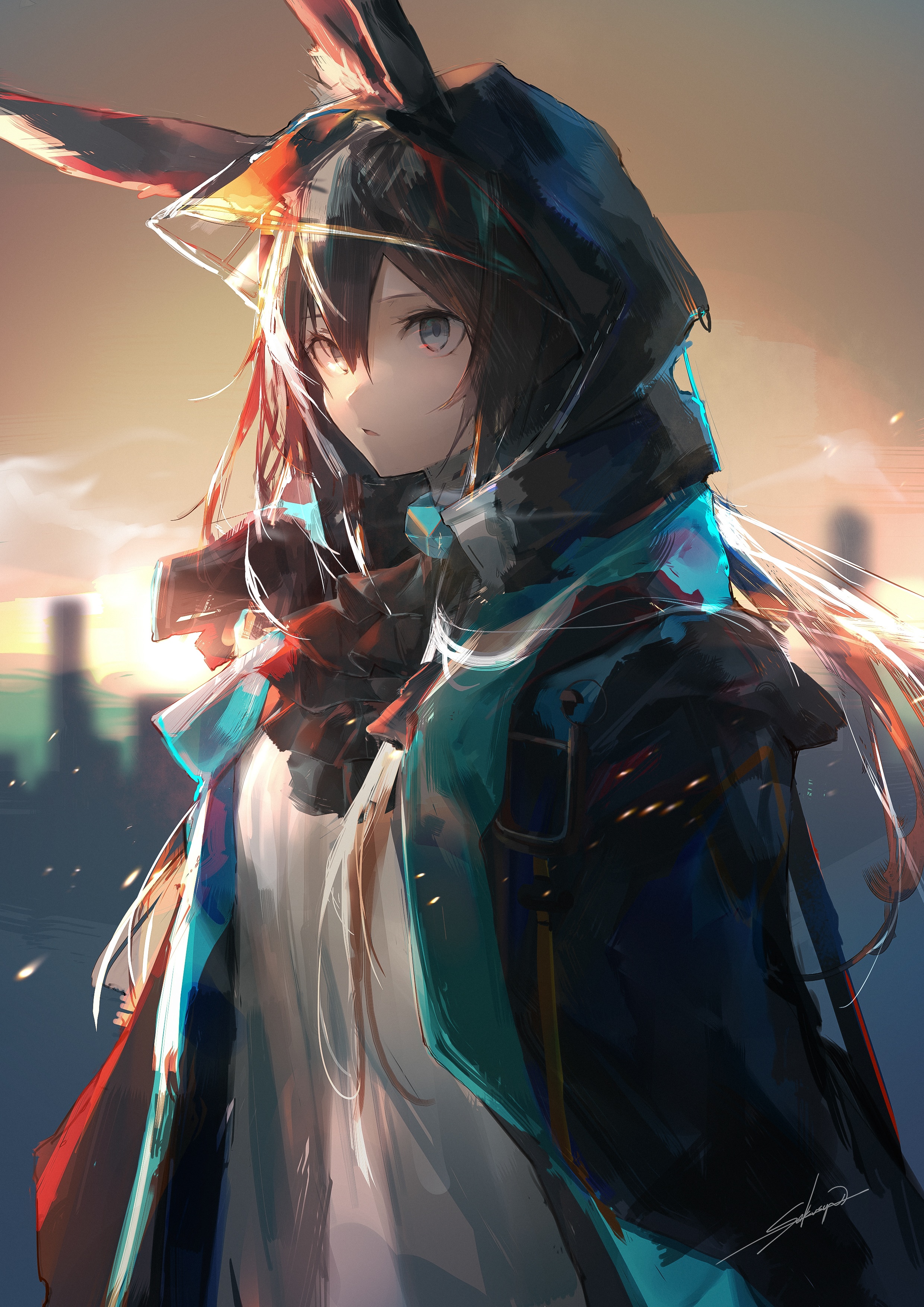 Amiya from Arknights with animal ears HD Phone Wallpaper
