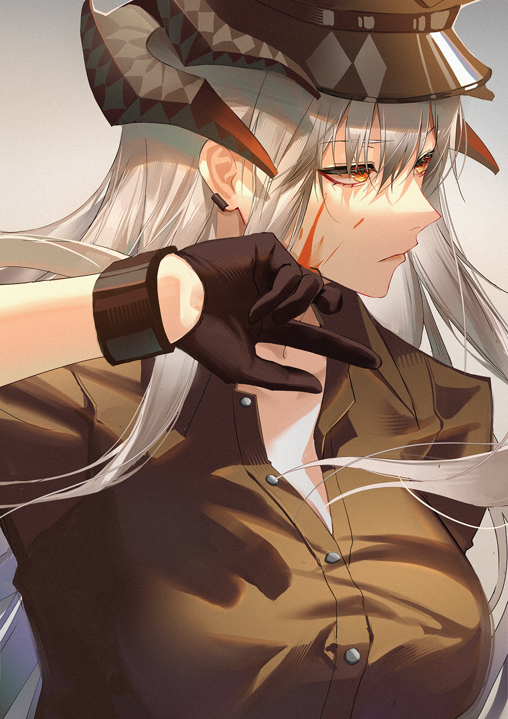Saria from Arknights with horns and hat HD Phone Wallpaper