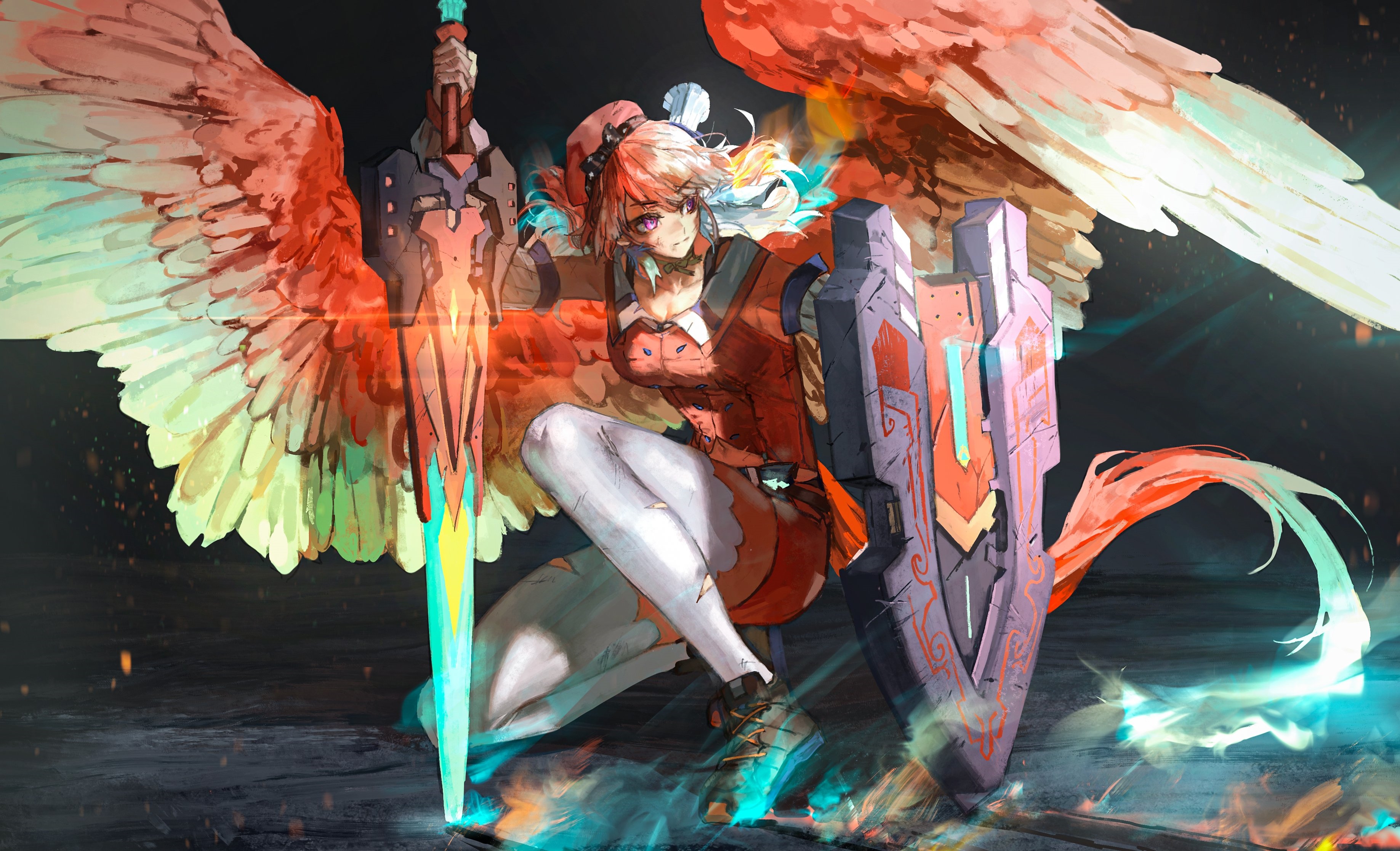 Takanashi Kiara with Sword and Shield HD Wallpaper
