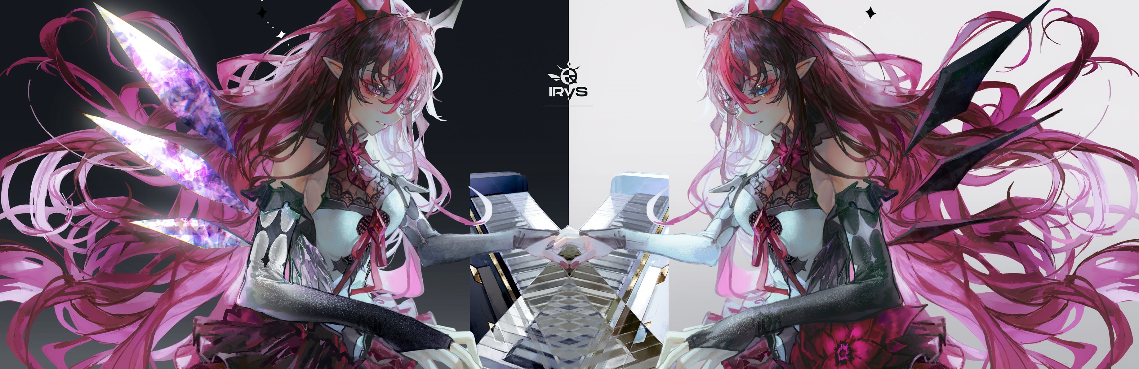 IRyS playing a keyboard with demonic wings HD Wallpaper
