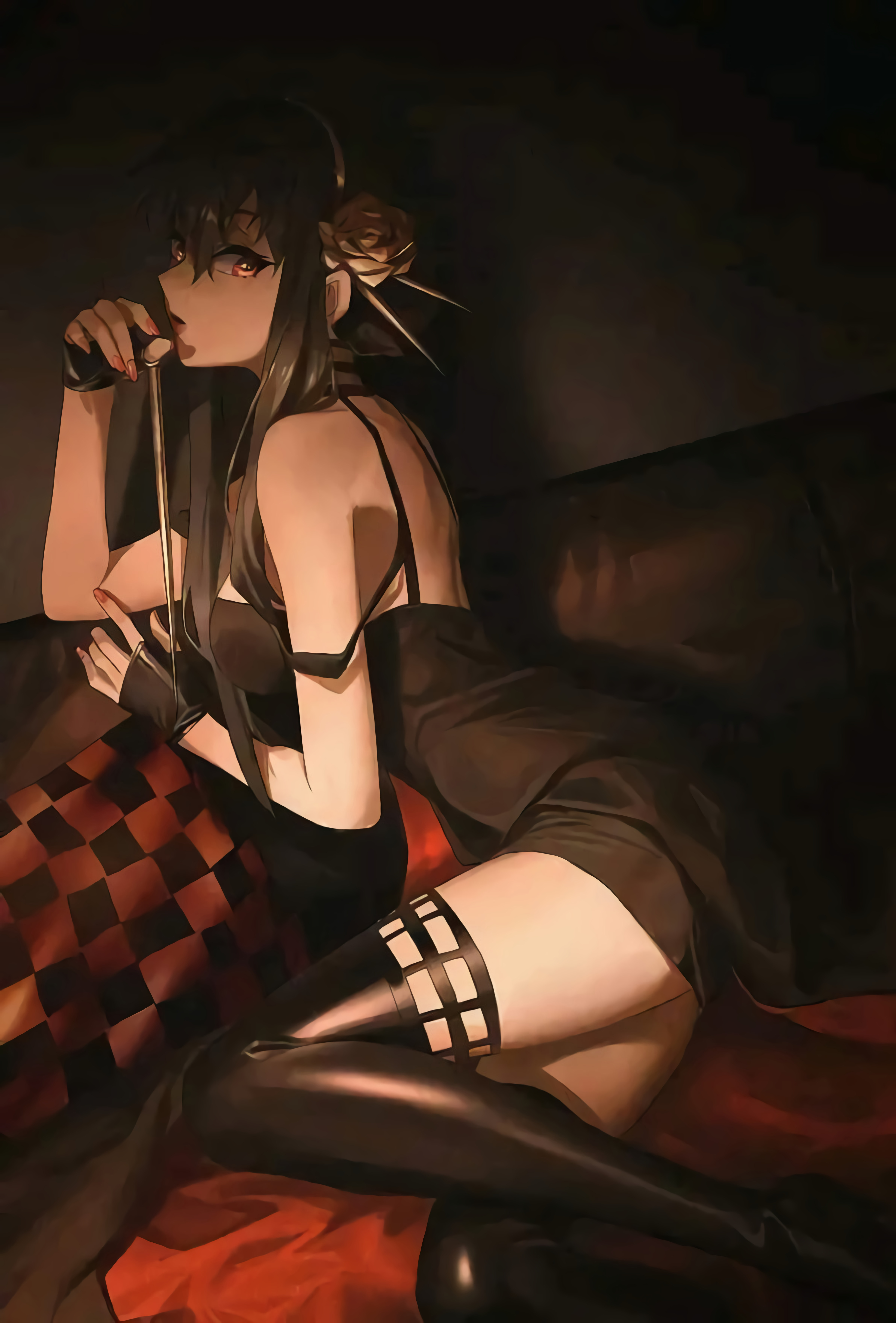 Yor Forger from Spy x Family in a black dress HD Phone Wallpaper