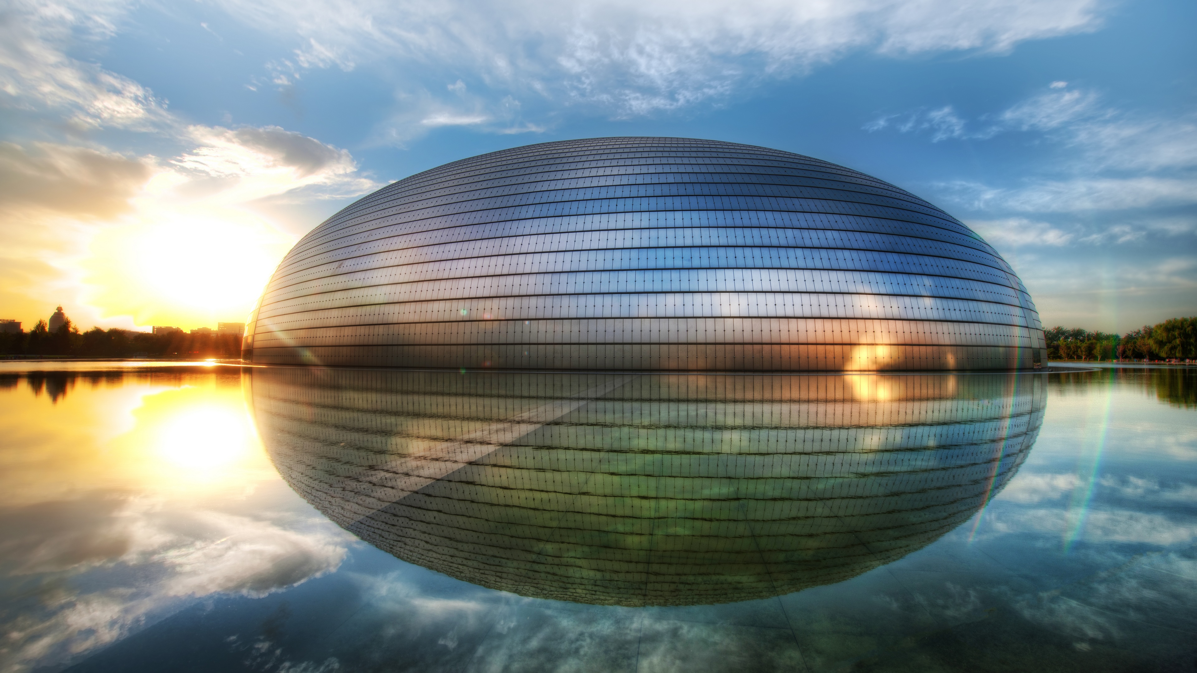 National Centre for the Performing Arts in Beijing at sunset HD Wallpaper