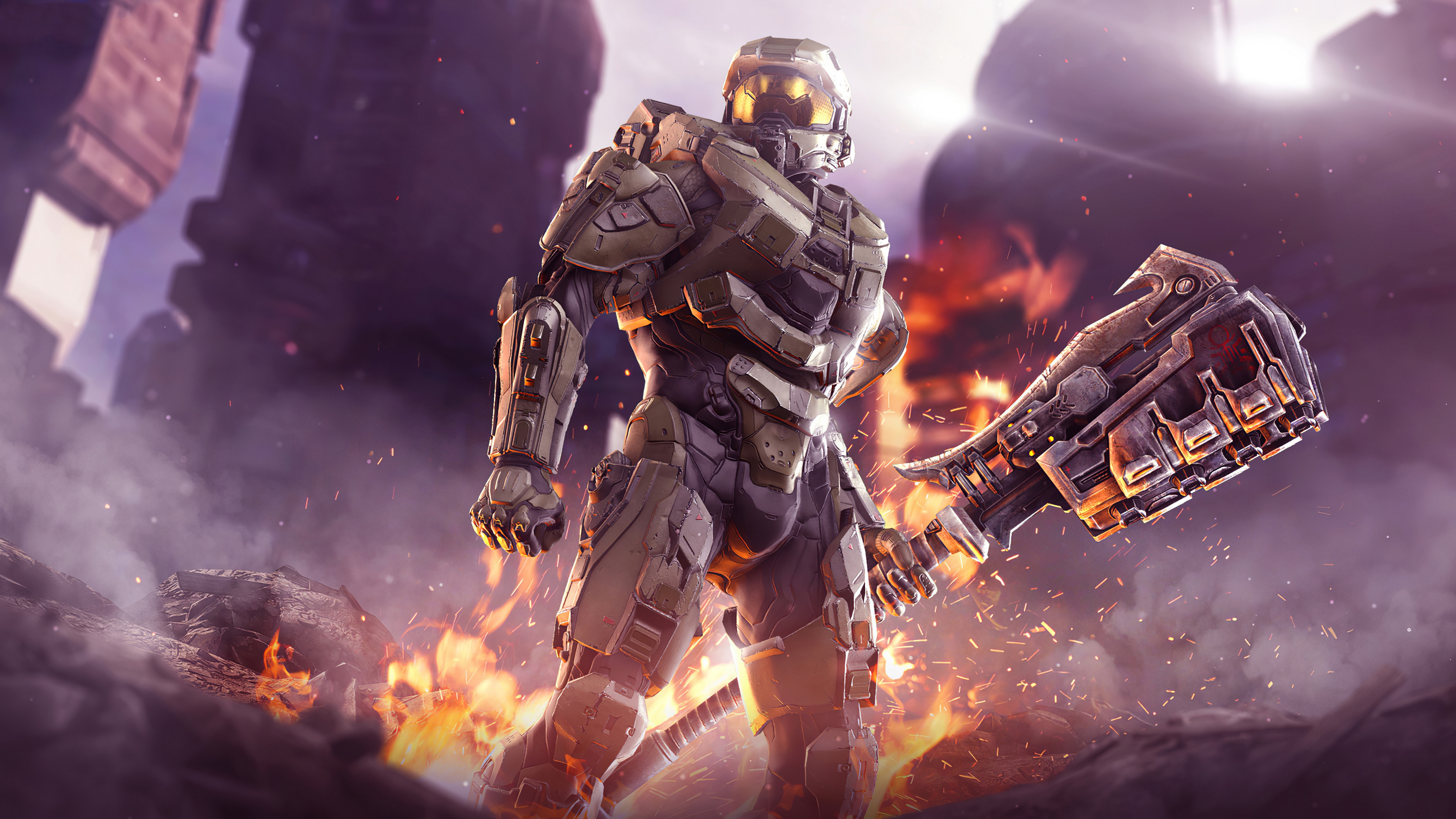 4K Halo Master Chief with Weapon HD Wallpaper