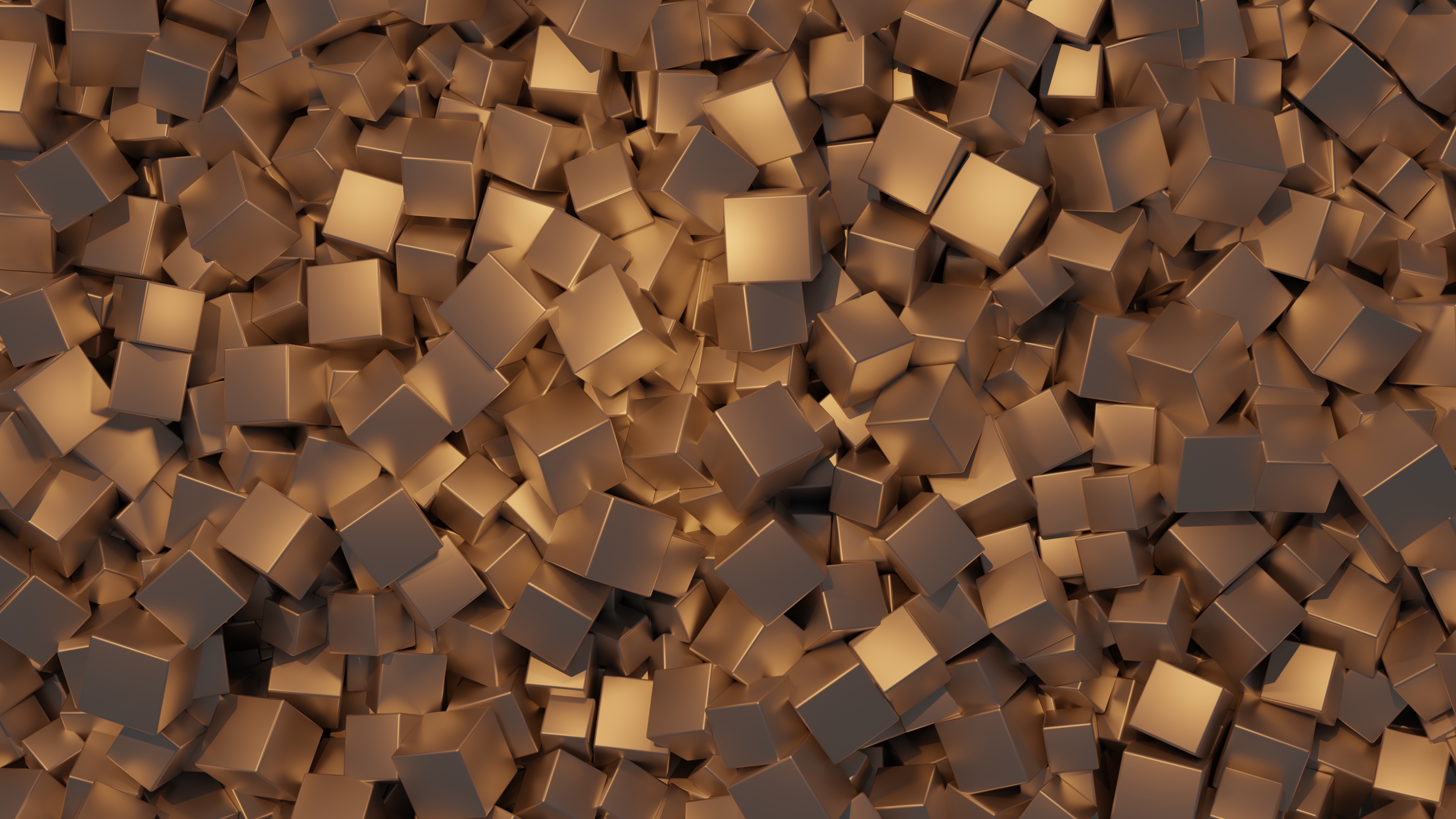 Pile of gold cubes in 4K HD Wallpaper
