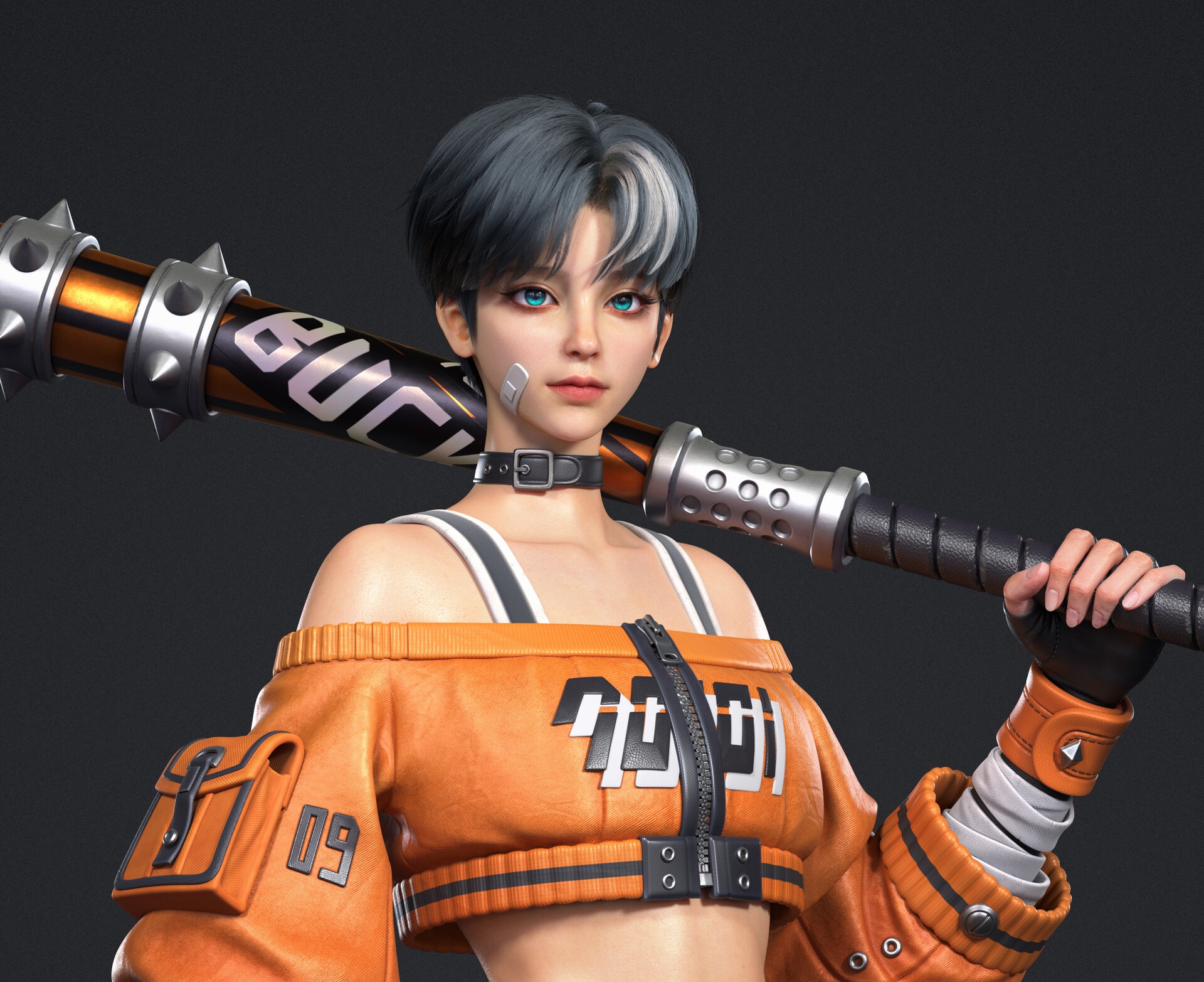 Woman with baseball bat and orange jacket HD Wallpaper