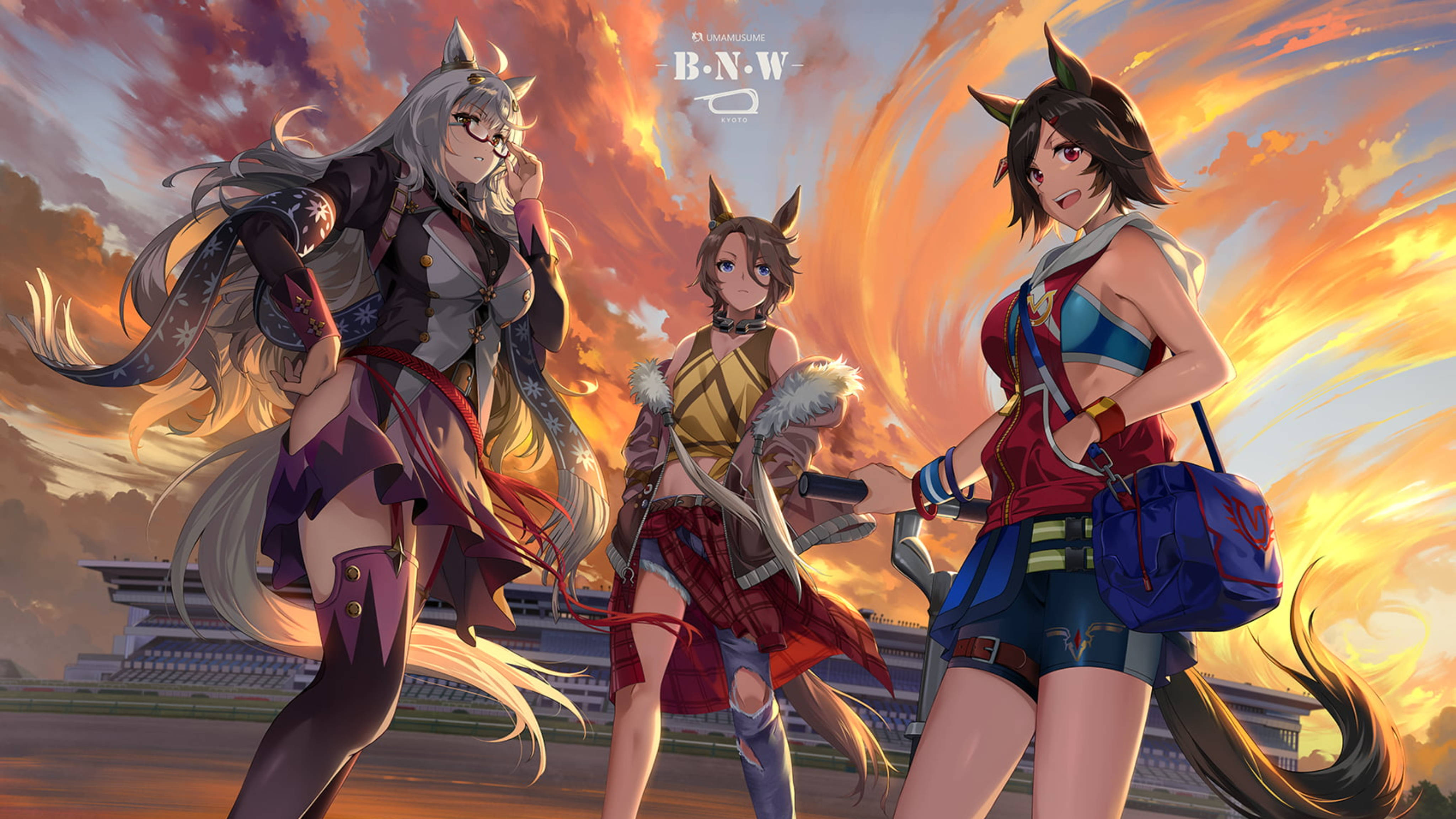 4K Uma Musume Pretty Derby Horse Girls at Sunset HD Wallpaper