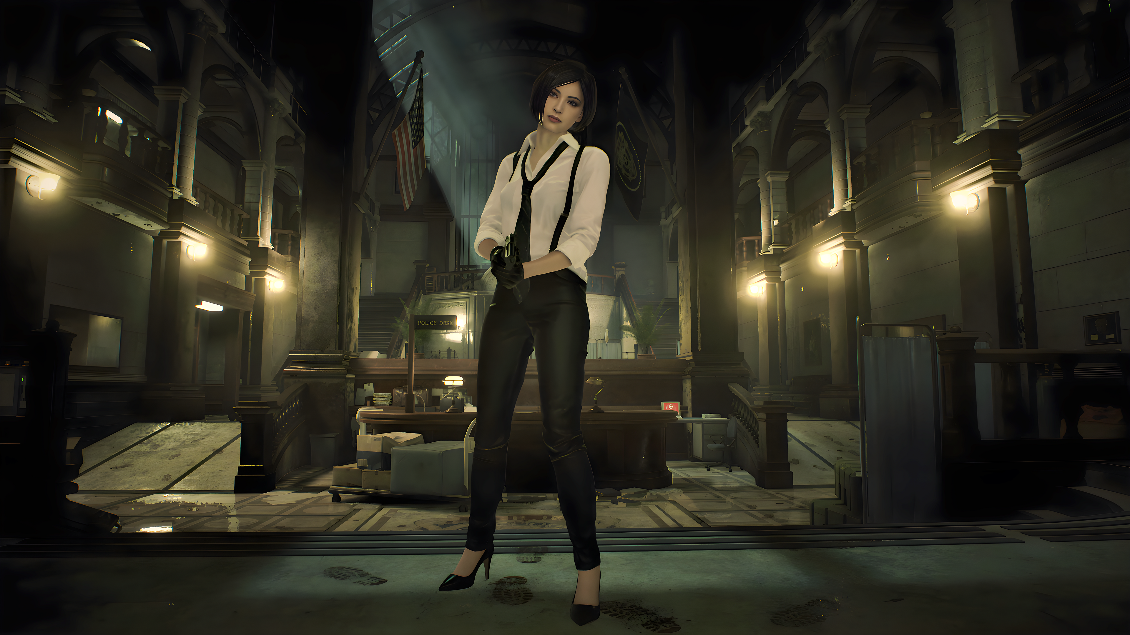 Ada Wong with gun in Resident Evil 2 Remake HD Wallpaper