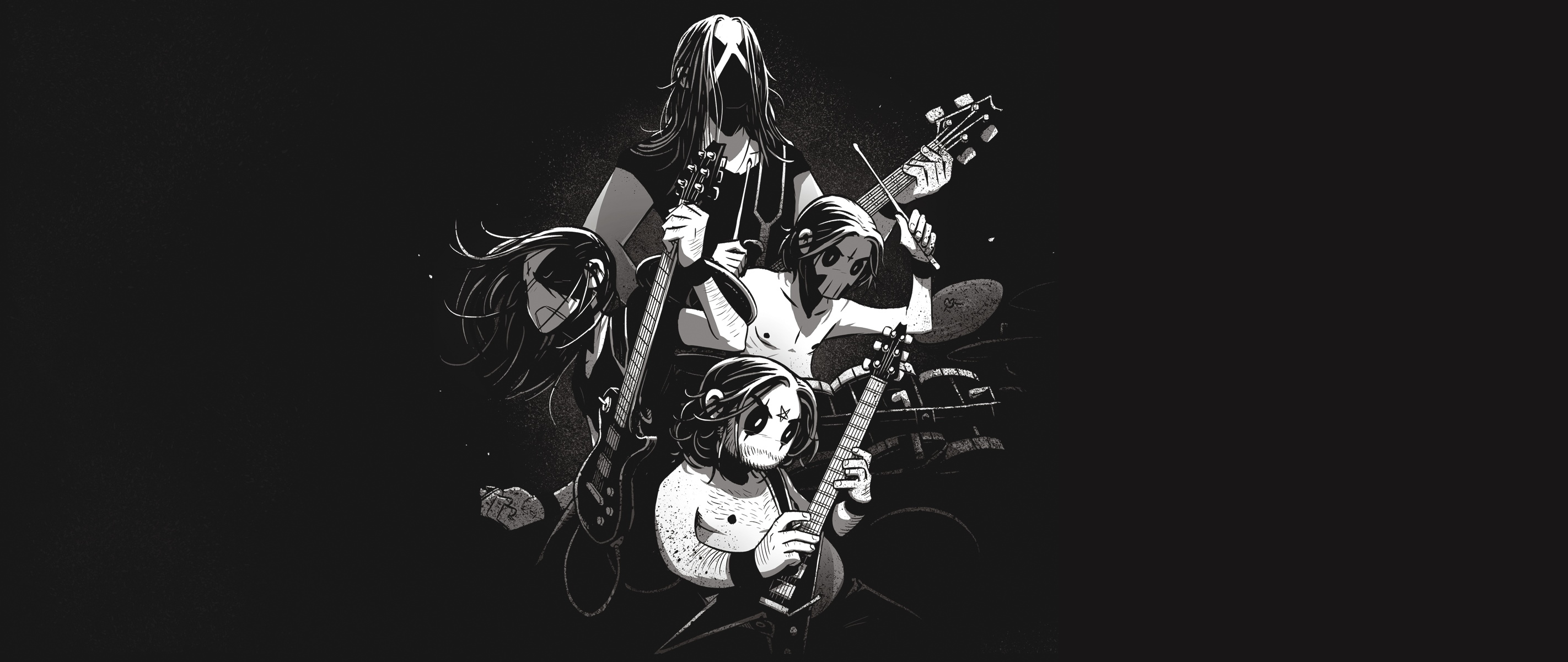 Black Metal Band with Guitars and Drums HD Wallpaper