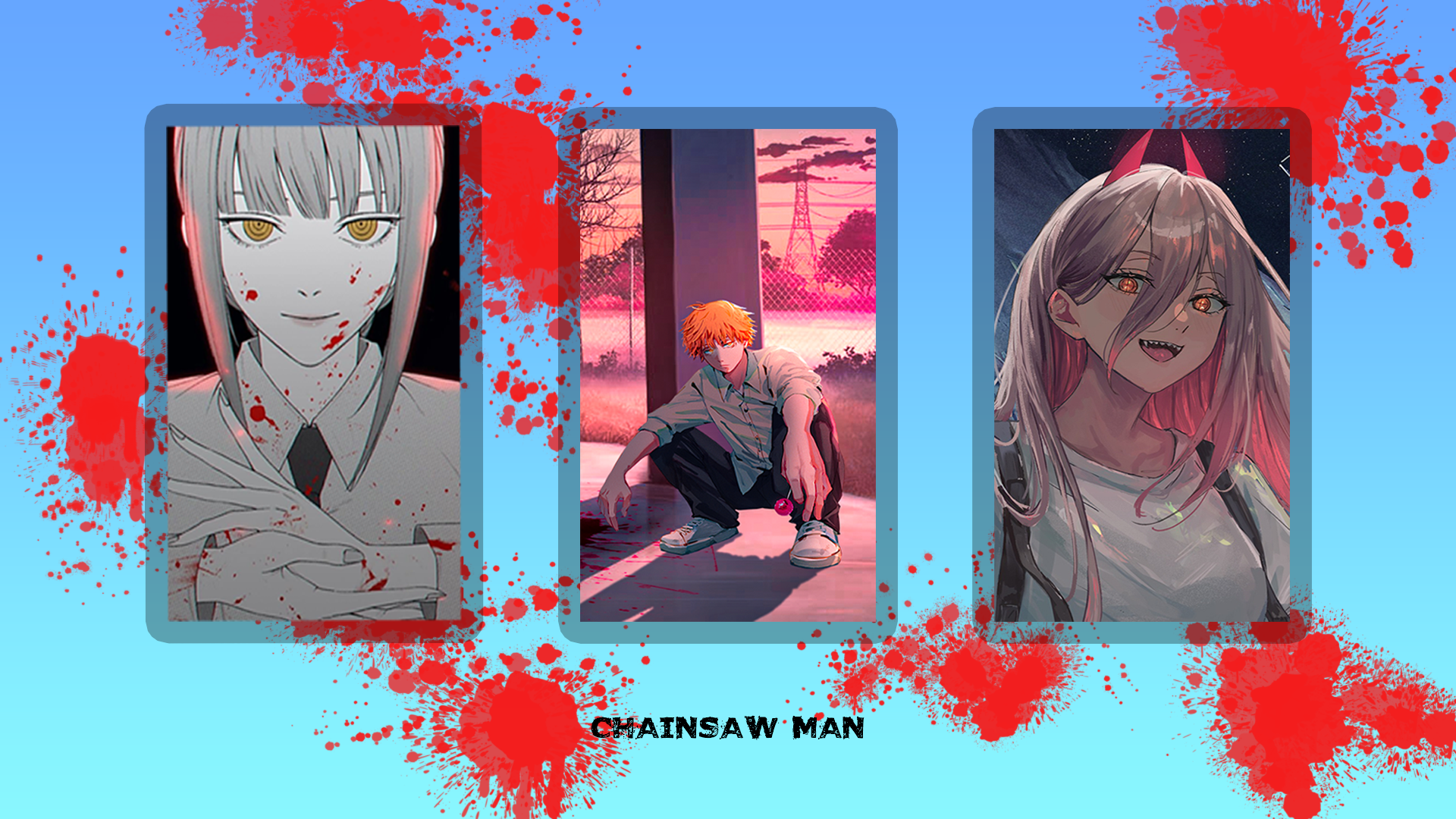 Chainsaw Man Makima, Denji, and Power HD Wallpaper