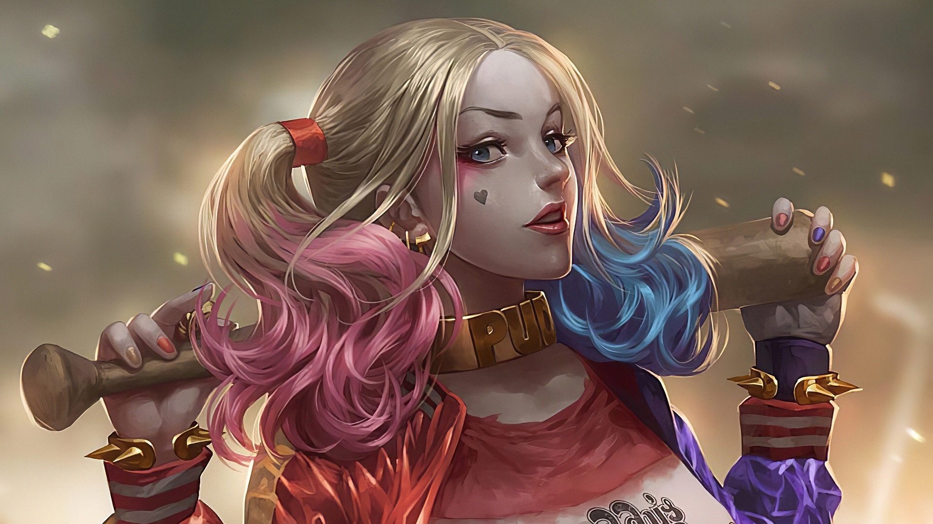 Harley Quinn with a baseball bat HD Wallpaper