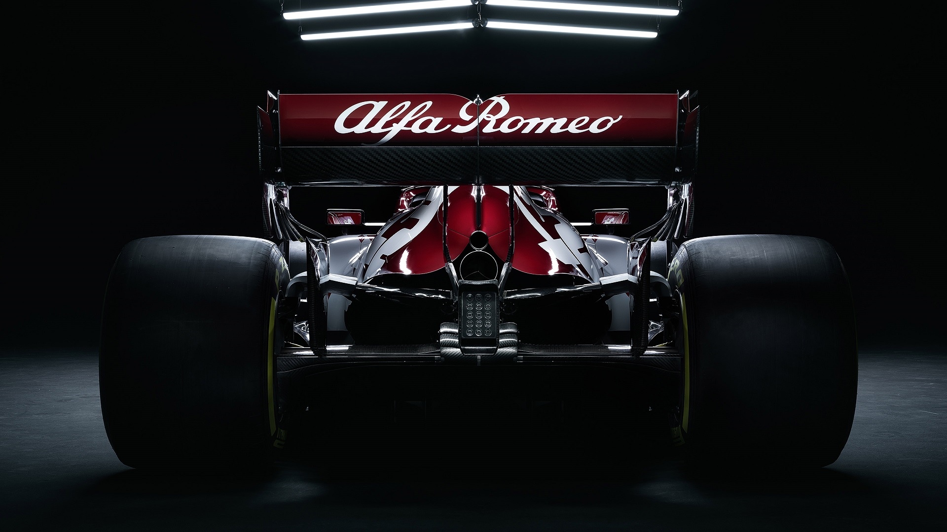 Rear view of an Alfa Romeo Formula 1 car HD Wallpaper