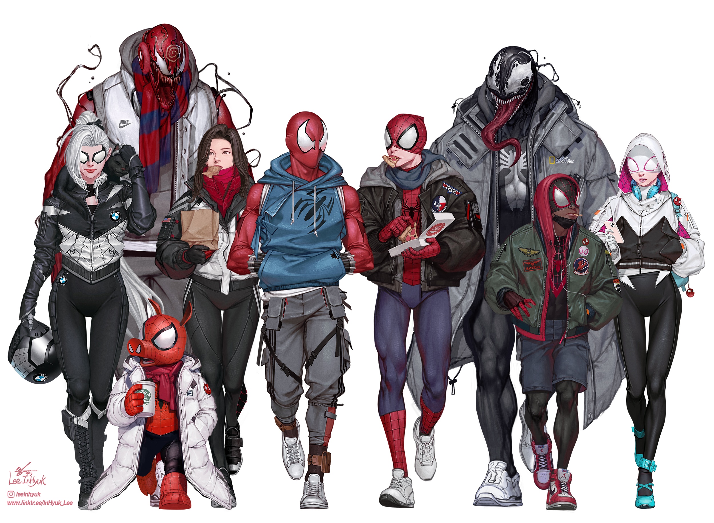 Marvel Comics Spider-Verse characters by leeinhyuk HD Wallpaper