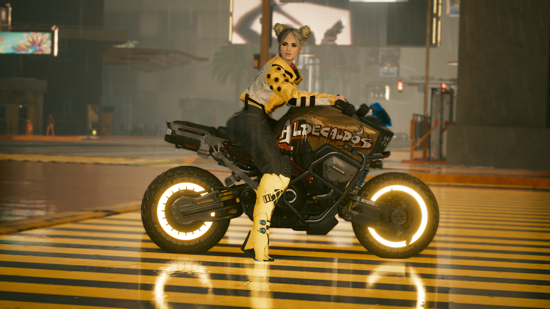 Cyberpunk 2077 woman on a motorcycle HD Wallpaper