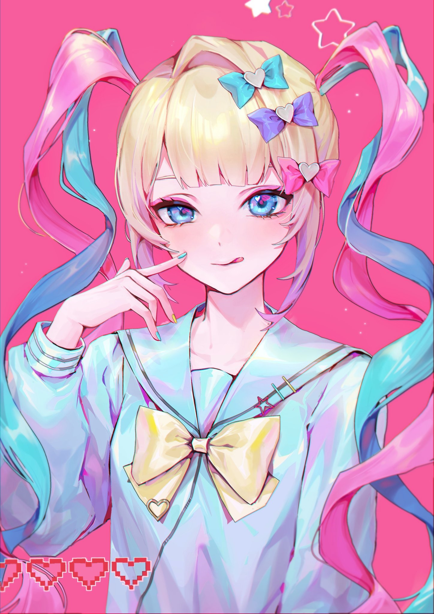 Anime girl with pigtails and school uniform HD Phone Wallpaper