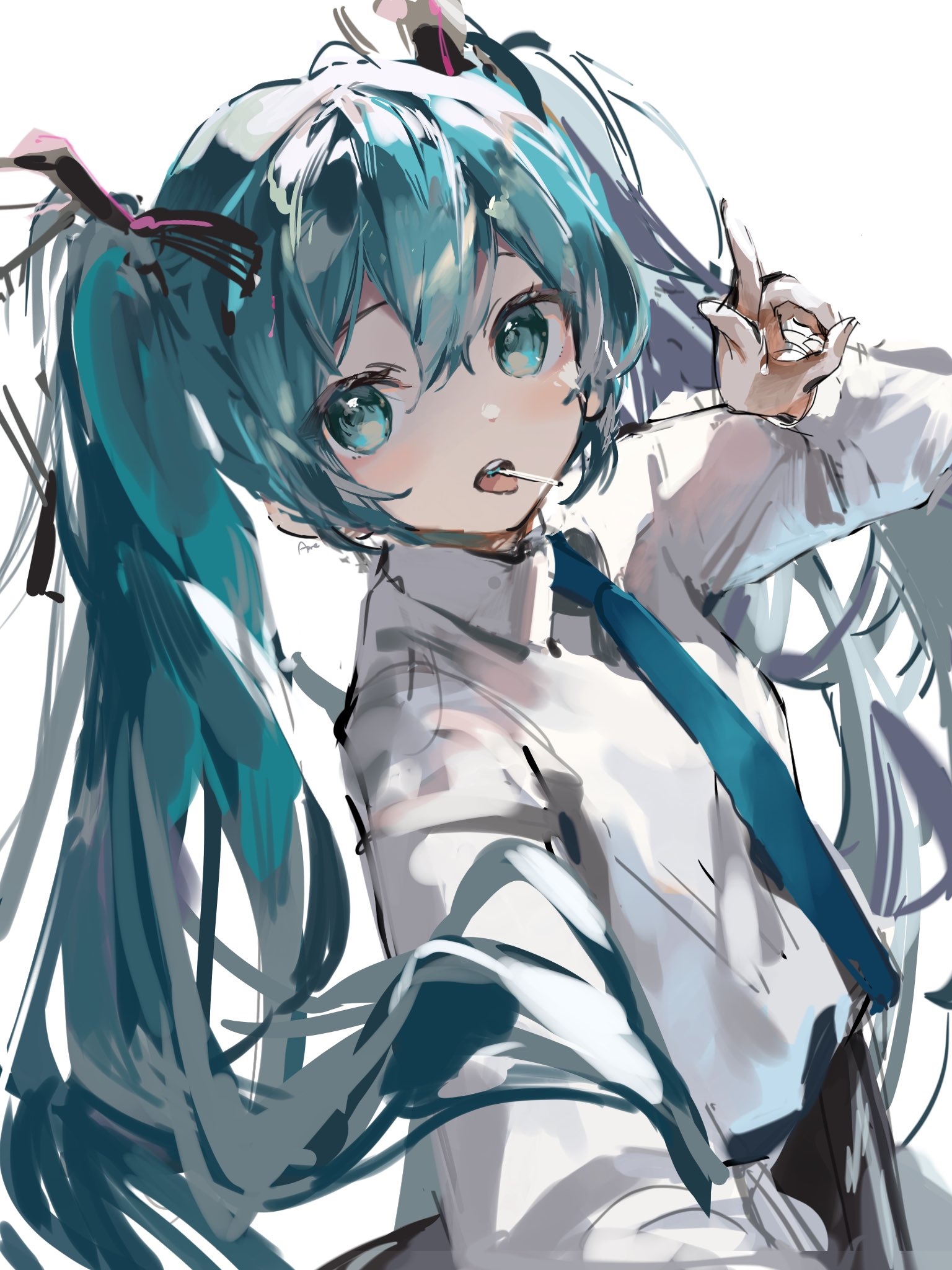 Hatsune Miku with Blue Hair and Twintails HD Phone Wallpaper