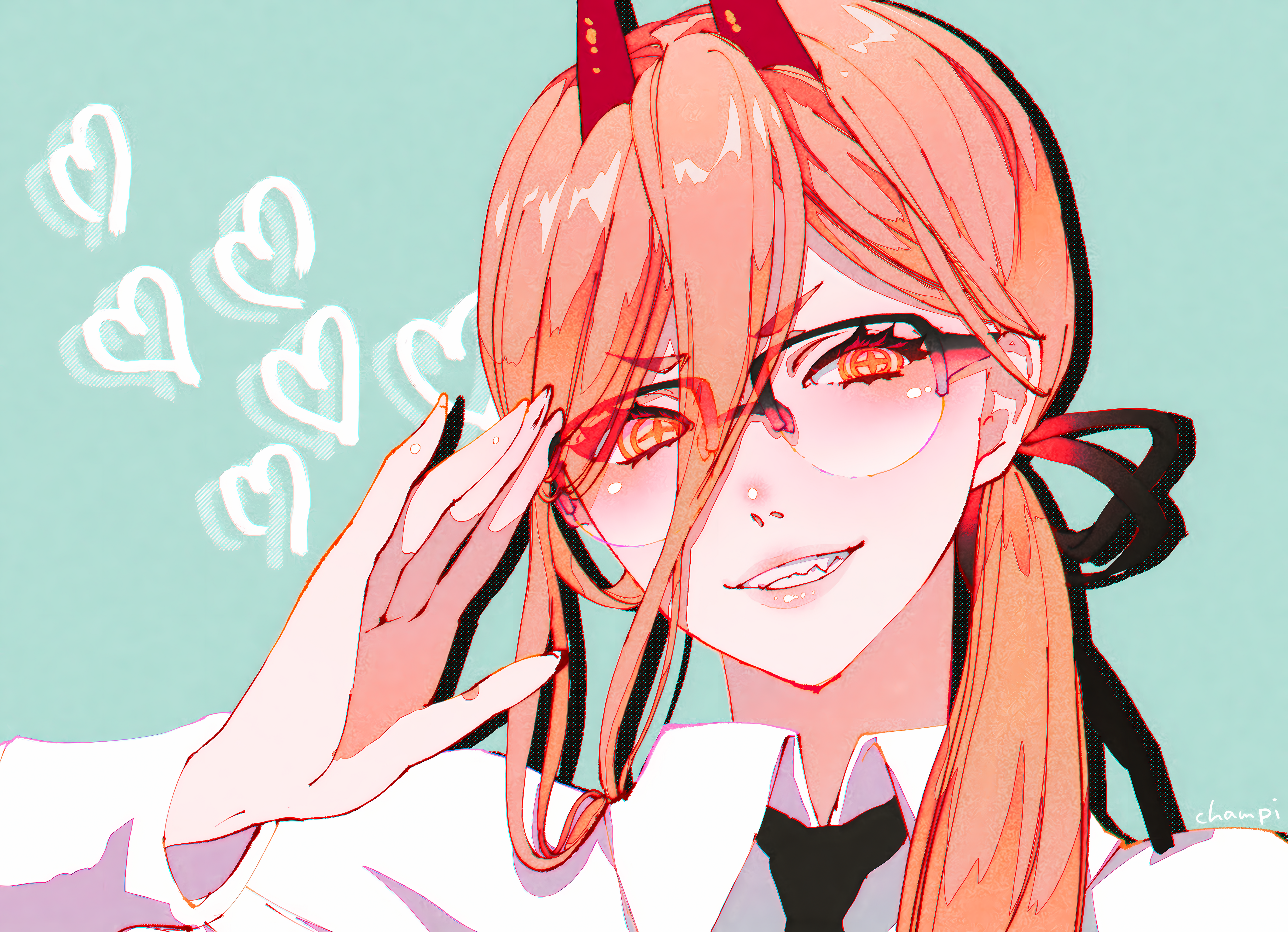 Power from Chainsaw Man with glasses and horns HD Wallpaper