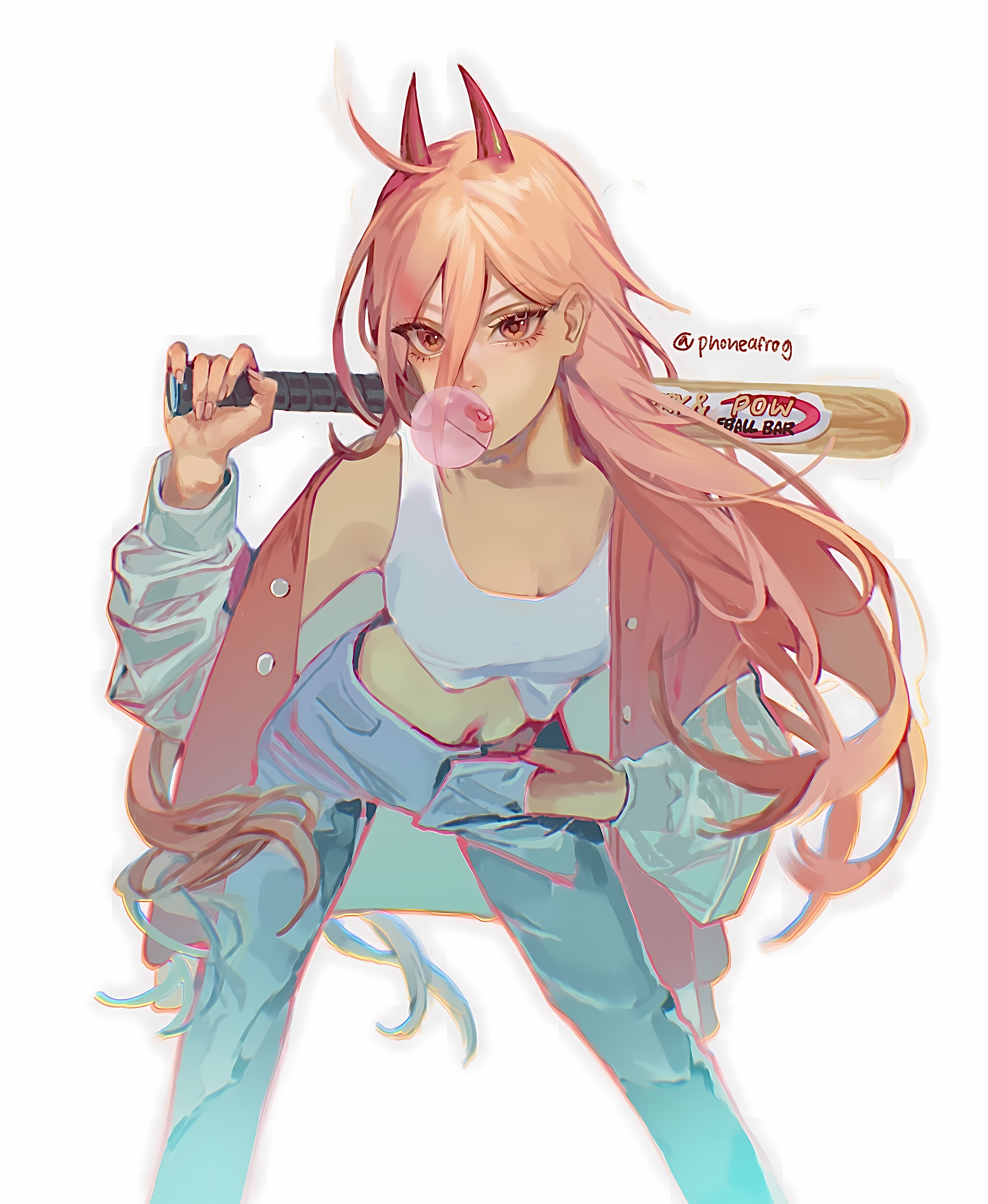 Power from Chainsaw Man with a baseball bat HD Phone Wallpaper
