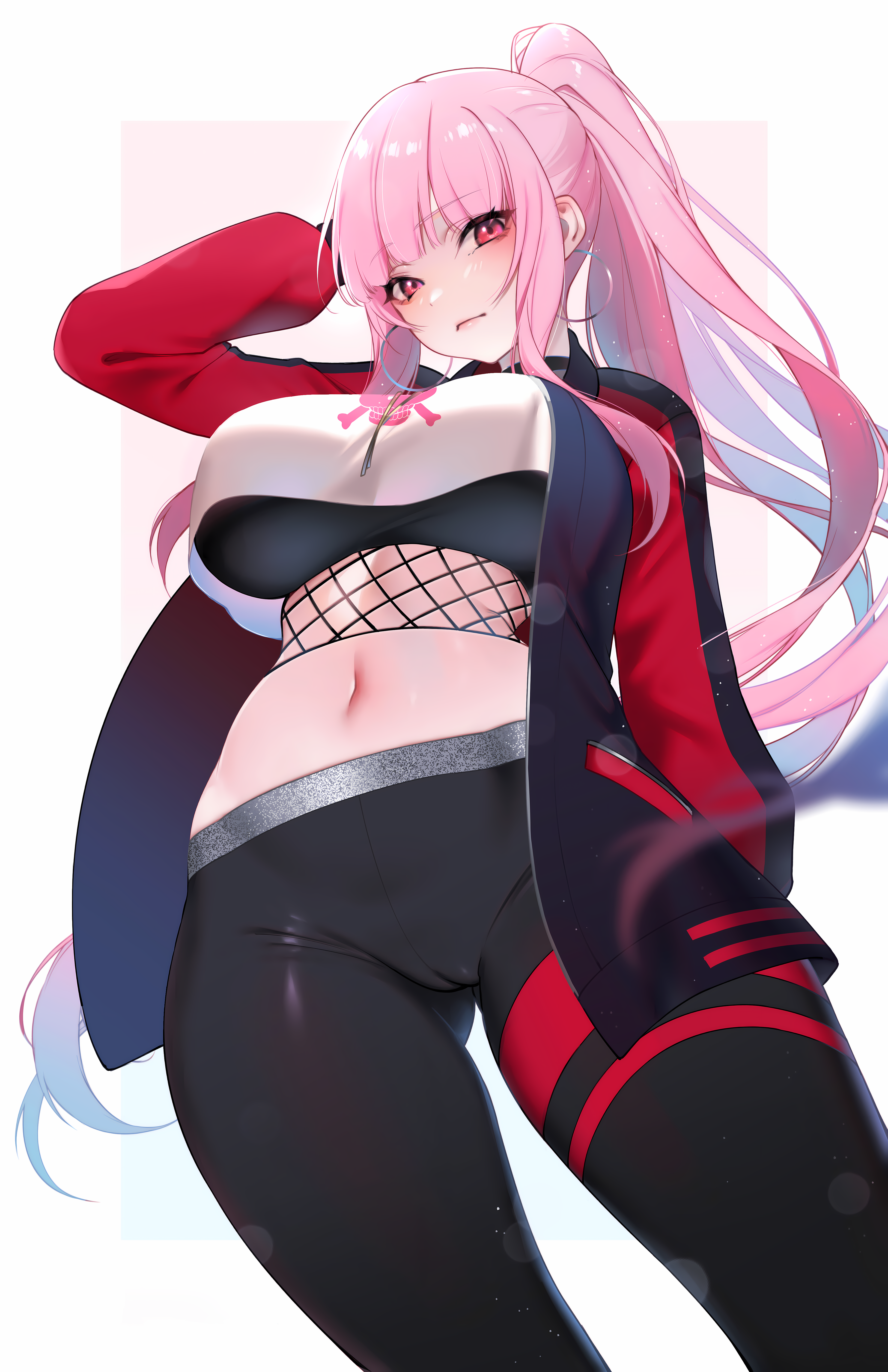Mori Calliope with pink hair and ponytail HD Phone Wallpaper