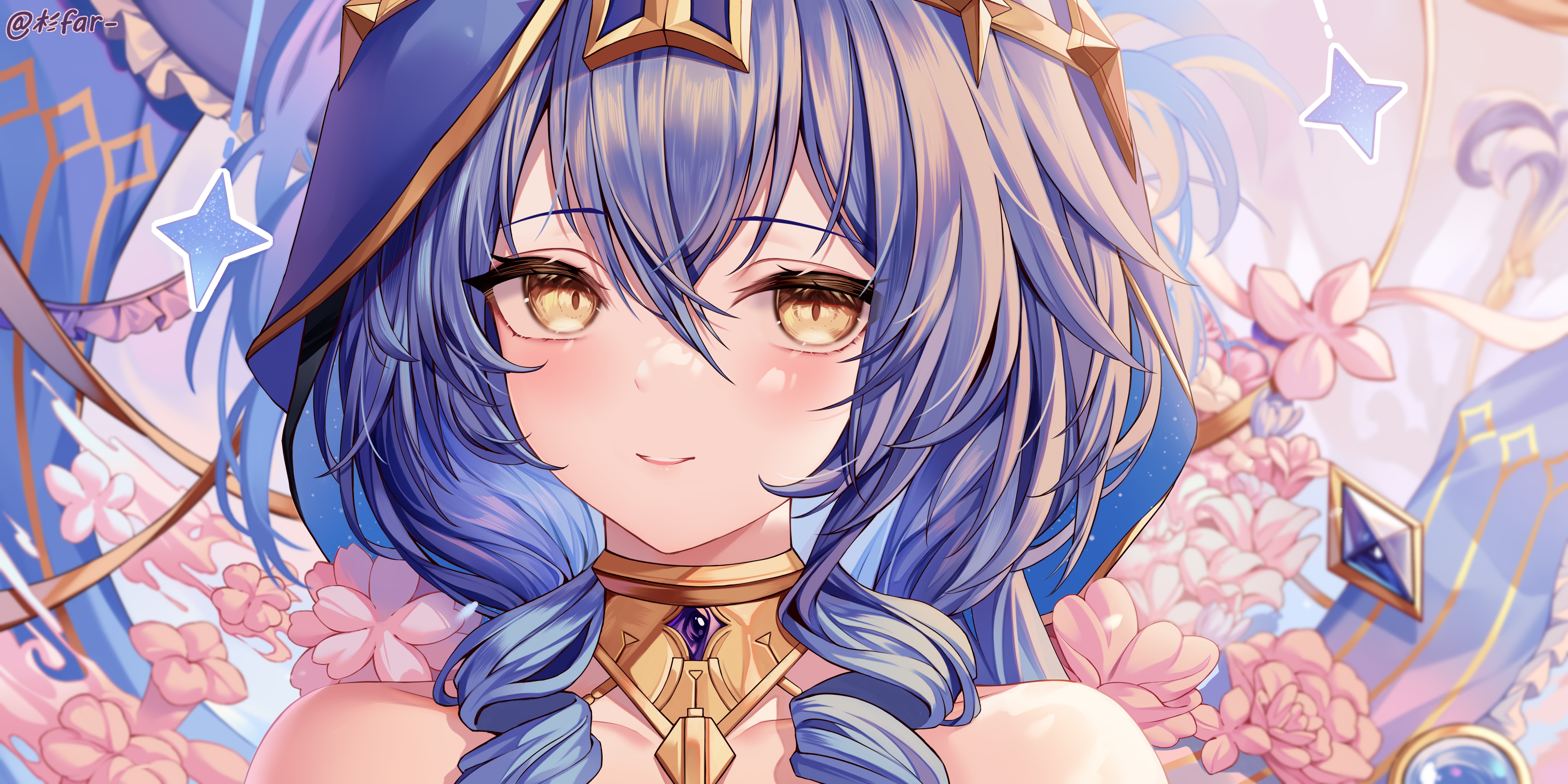 4K Layla from Genshin Impact with blue hair and yellow eyes HD Wallpaper
