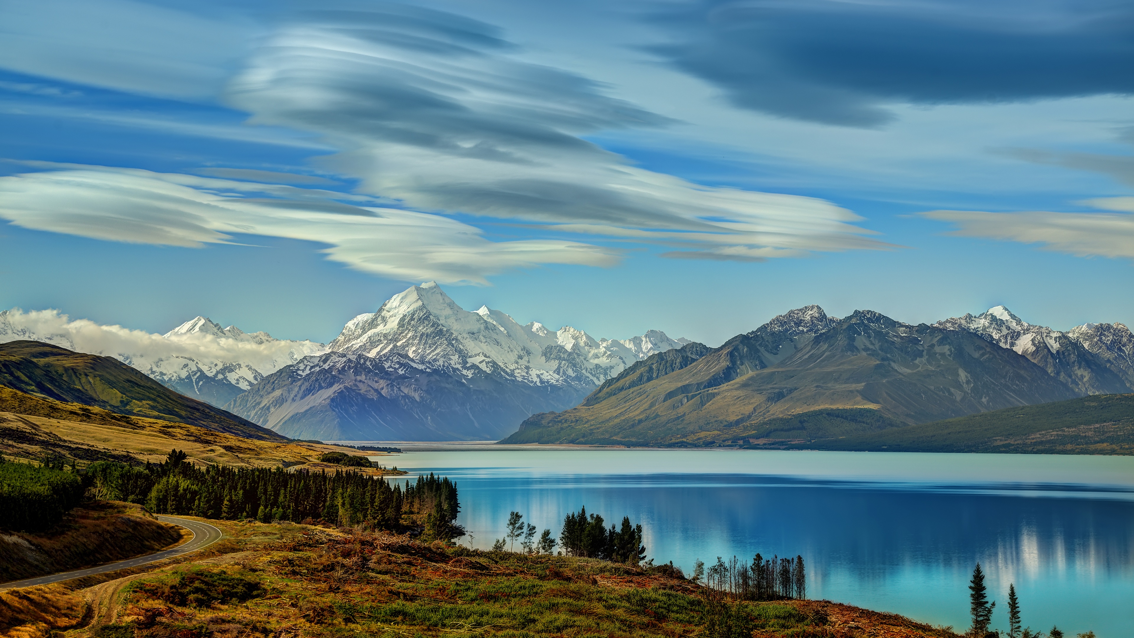 4K New Zealand Mountains and Lake Landscape HD Wallpaper