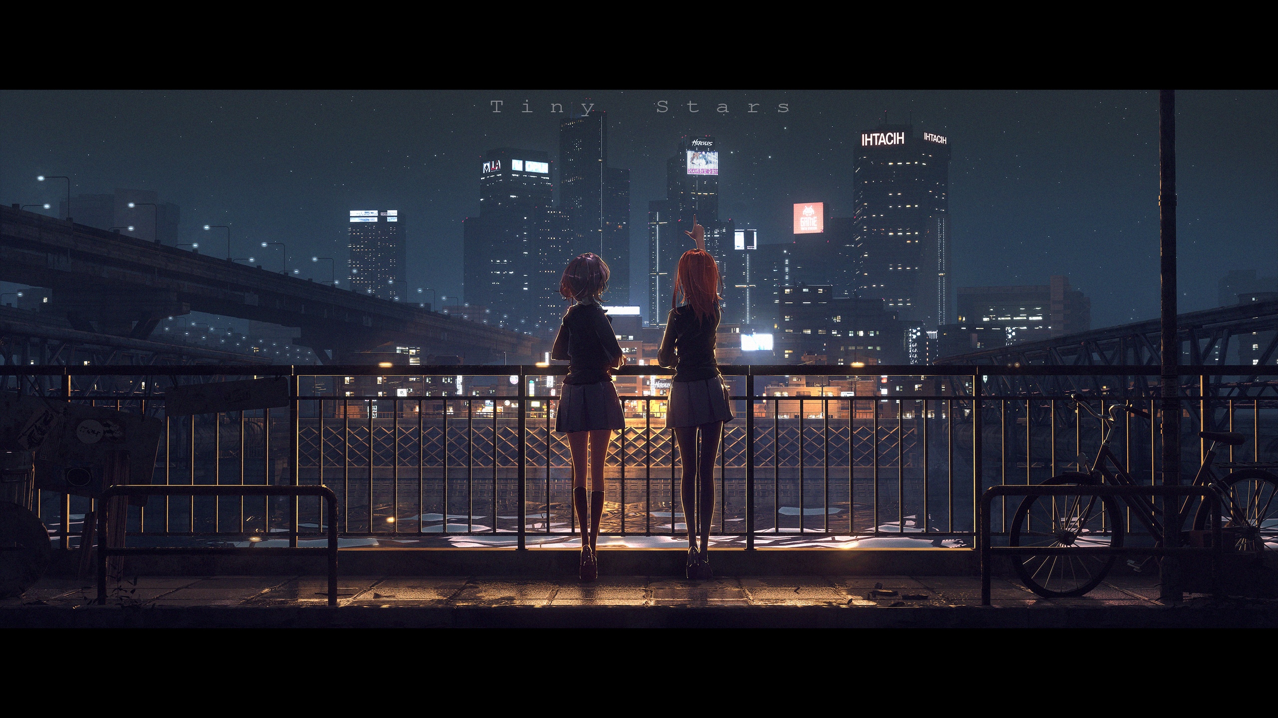 Tiny Stars: Love Live! Shibuya Kanon and Tang Keke in Cityscape HD Wallpaper