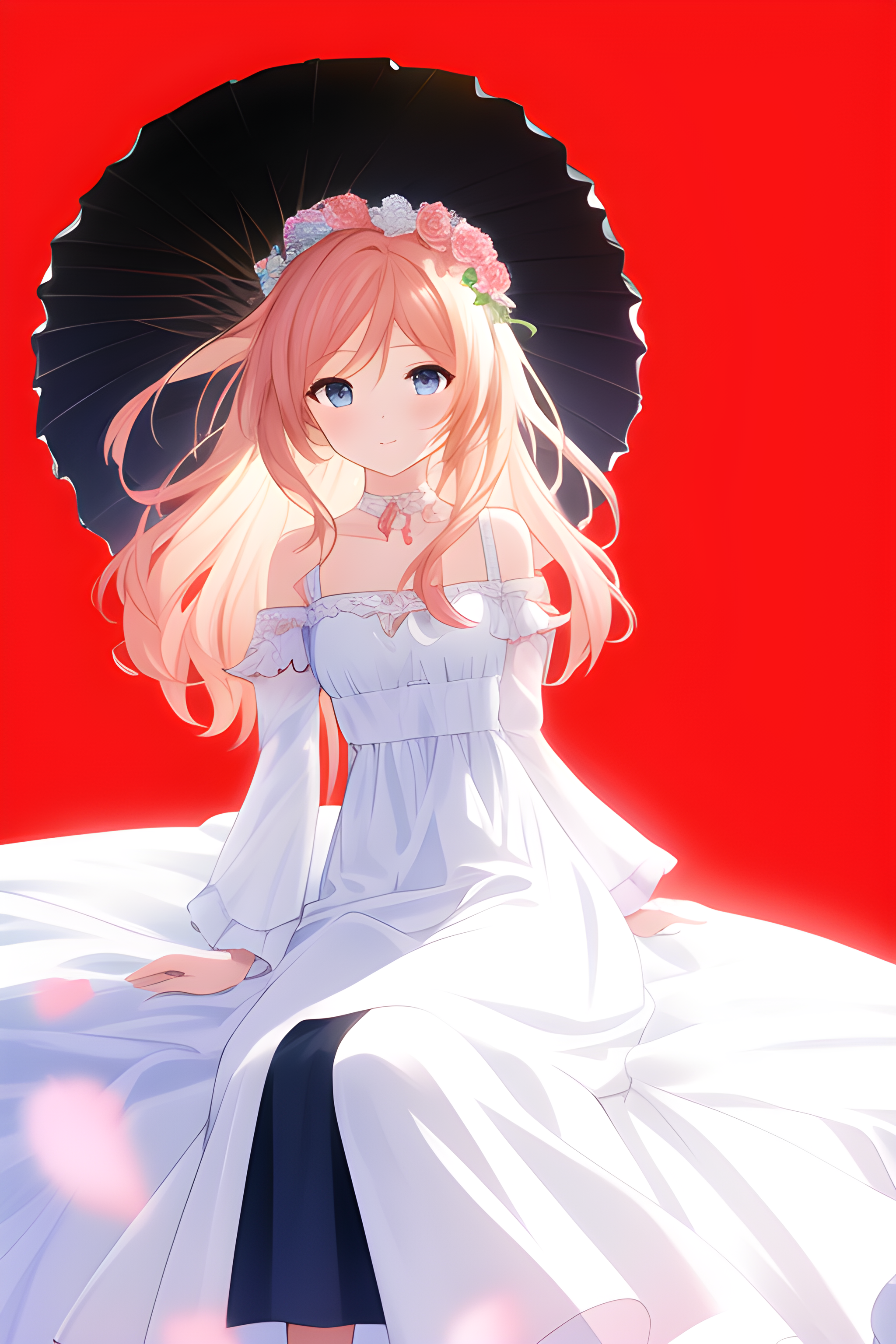 Anime girl with pink hair in a white dress HD Phone Wallpaper