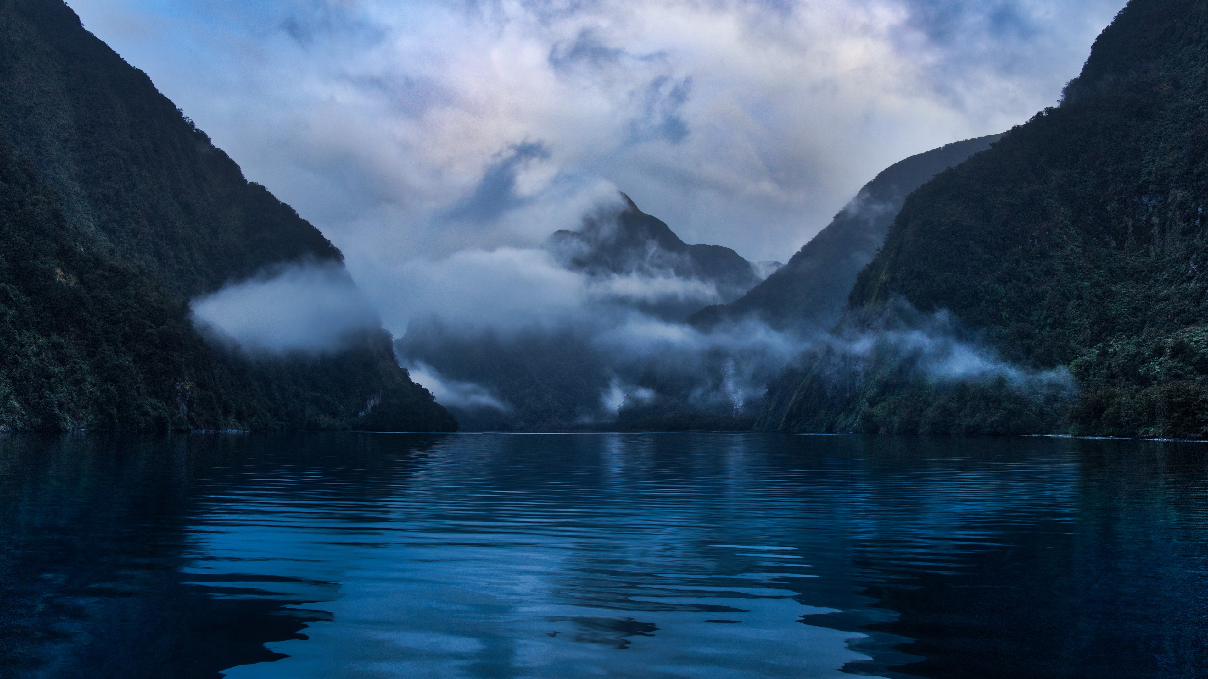 4K mountains and water in New Zealand with mist HD Wallpaper