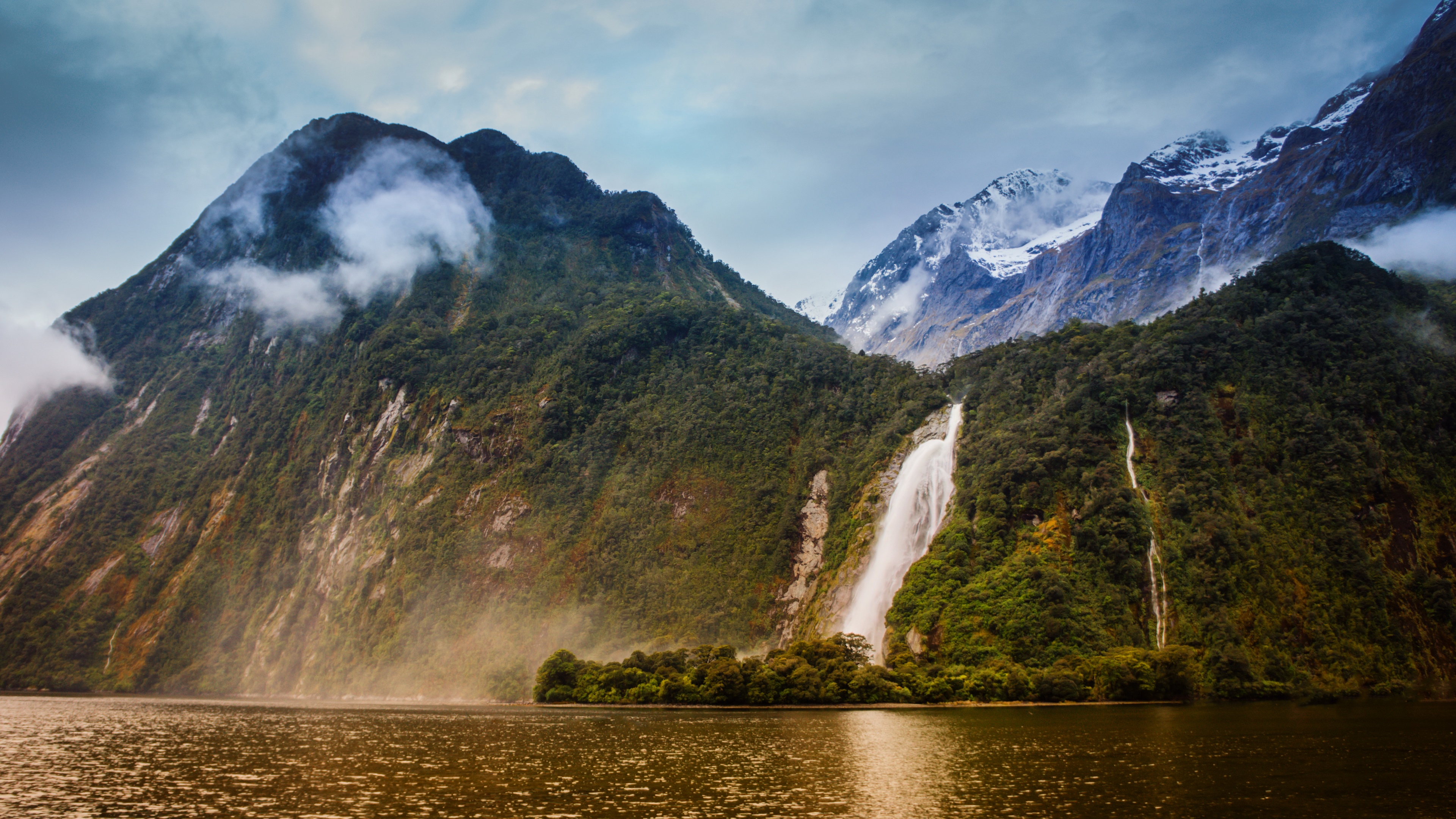 4K New Zealand Mountains and Waterfalls HD Wallpaper