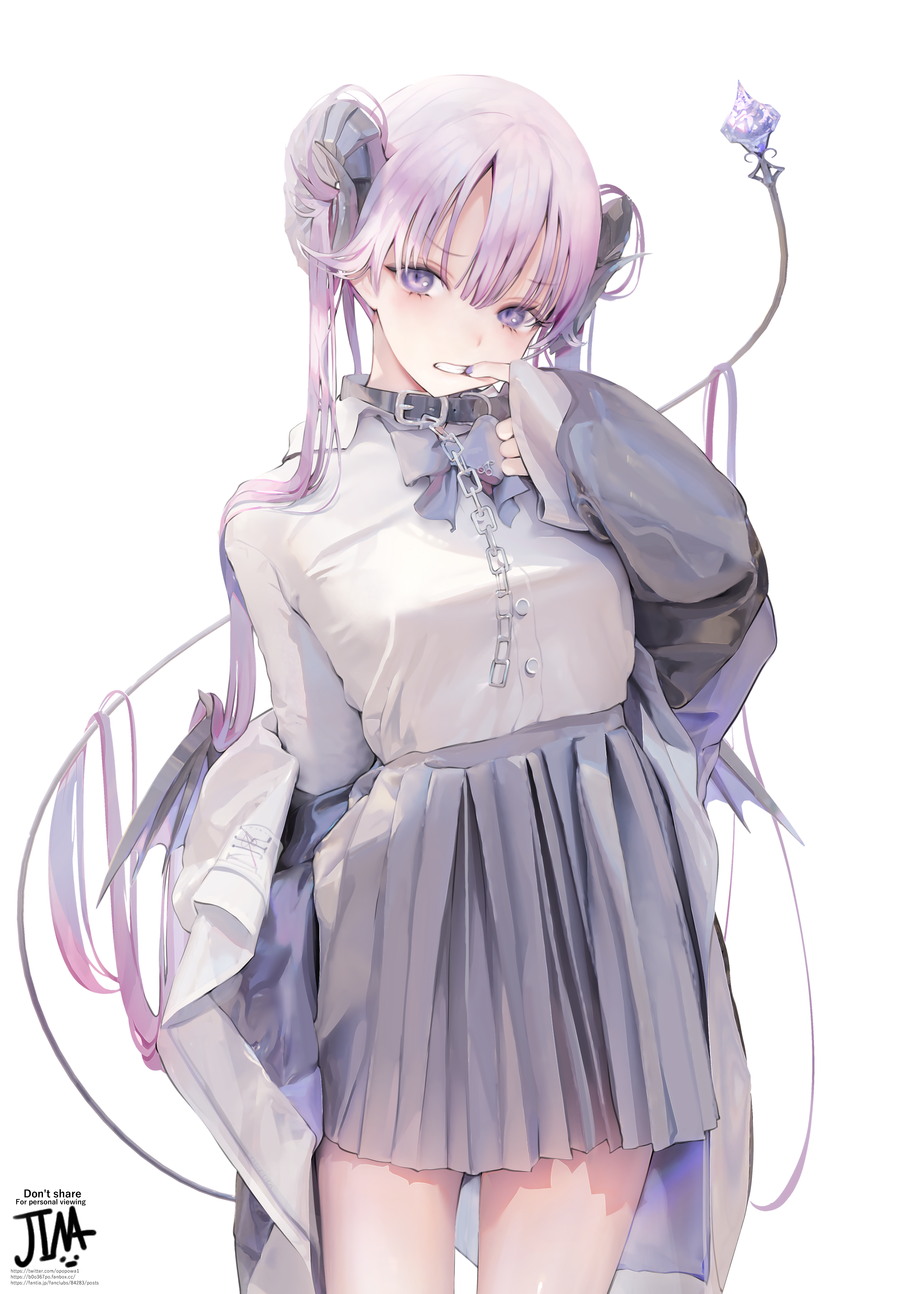 JIMA character with purple hair and horns HD Phone Wallpaper