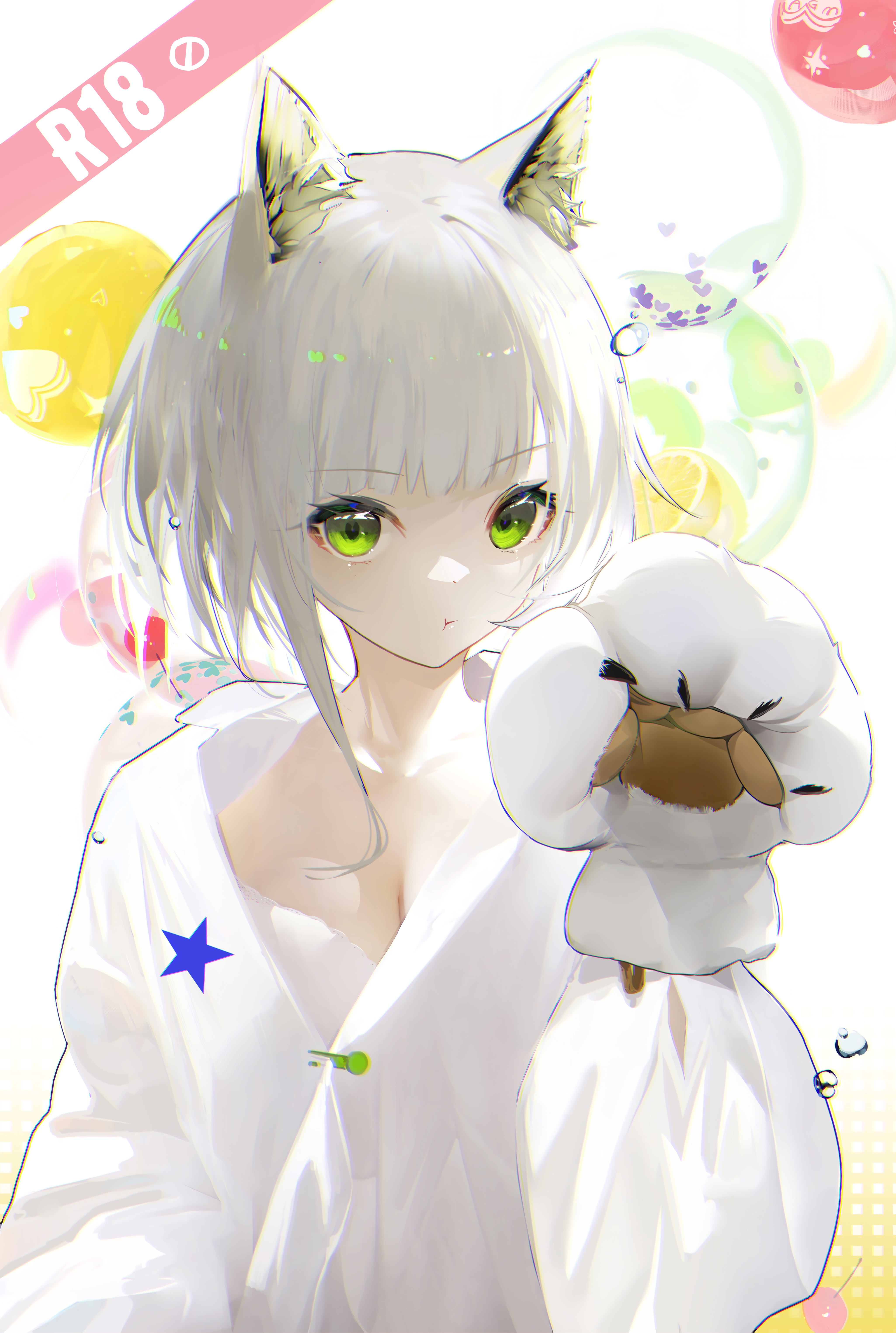 4K Cat Girl with Green Eyes HD Phone Wallpaper