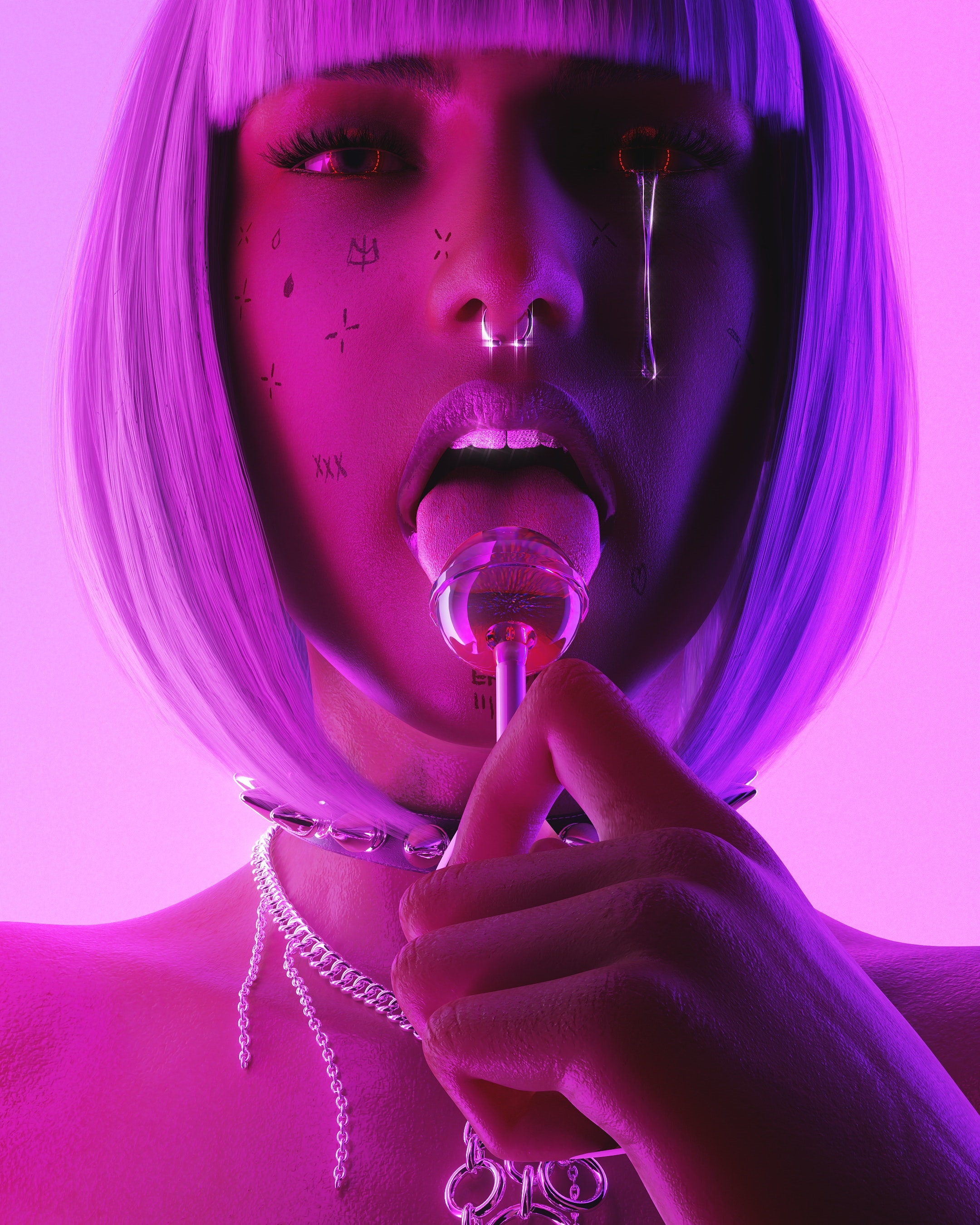 Woman with tattoos and lollipop HD Phone Wallpaper