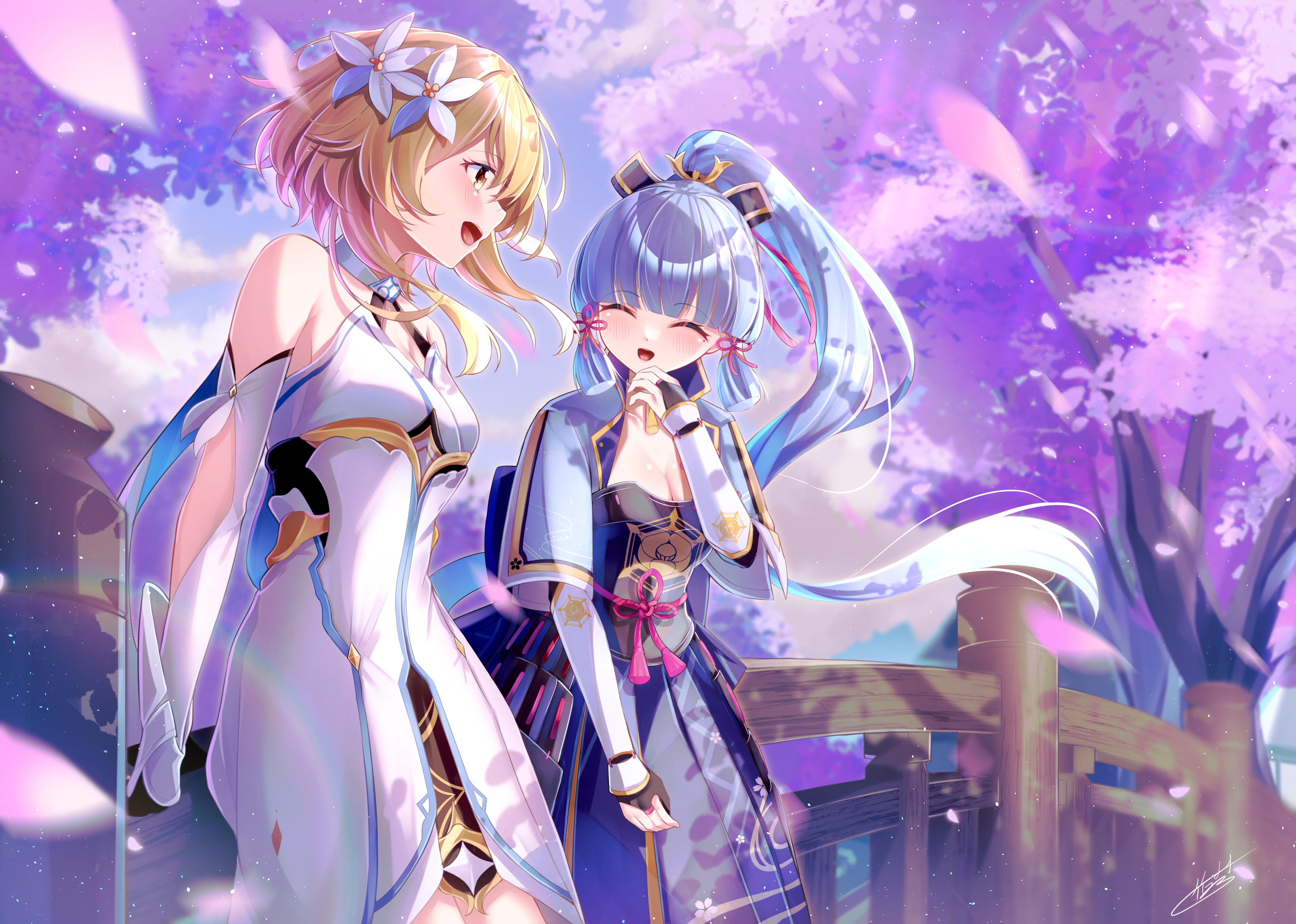 Lumine and Kamisato Ayaka in Genshin Impact HD Wallpaper