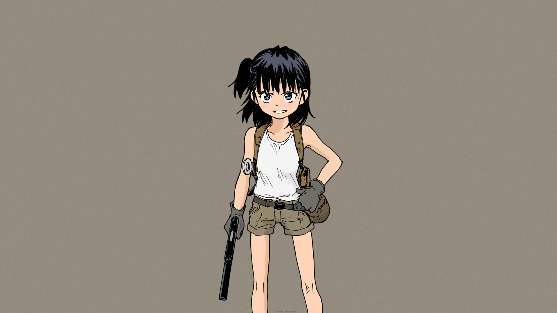 Miharu Suzukaze from Candy & Cigarettes holding a gun HD Wallpaper