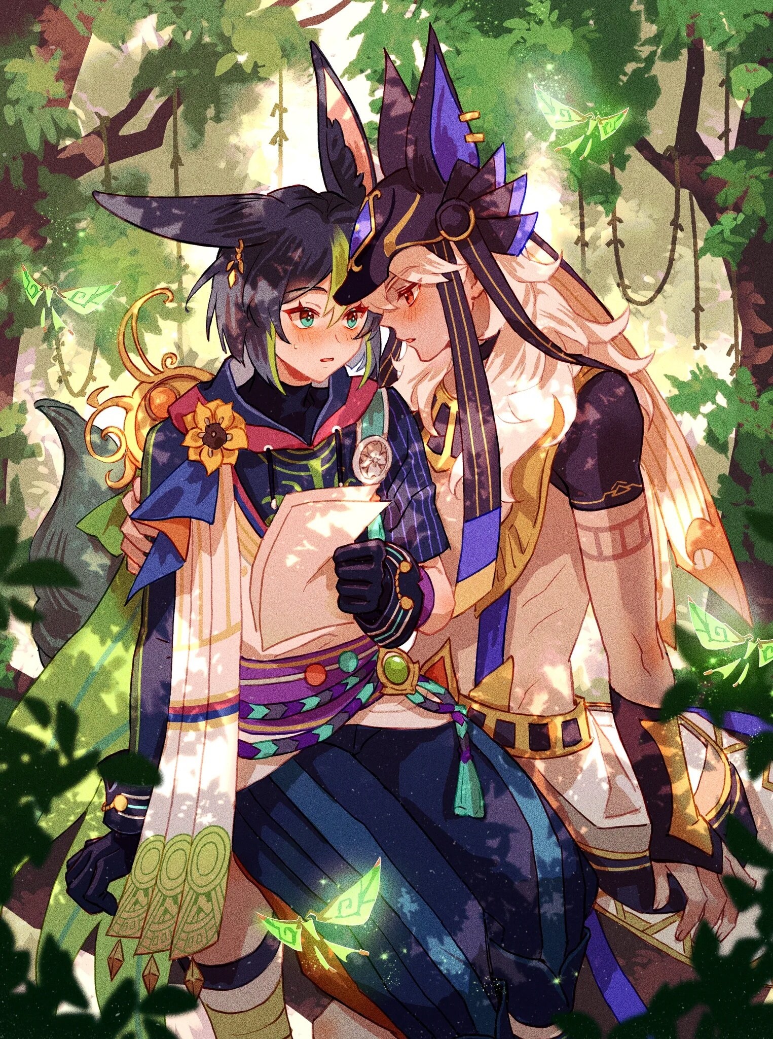 Tighnari and Cyno in Genshin Impact forest HD Phone Wallpaper