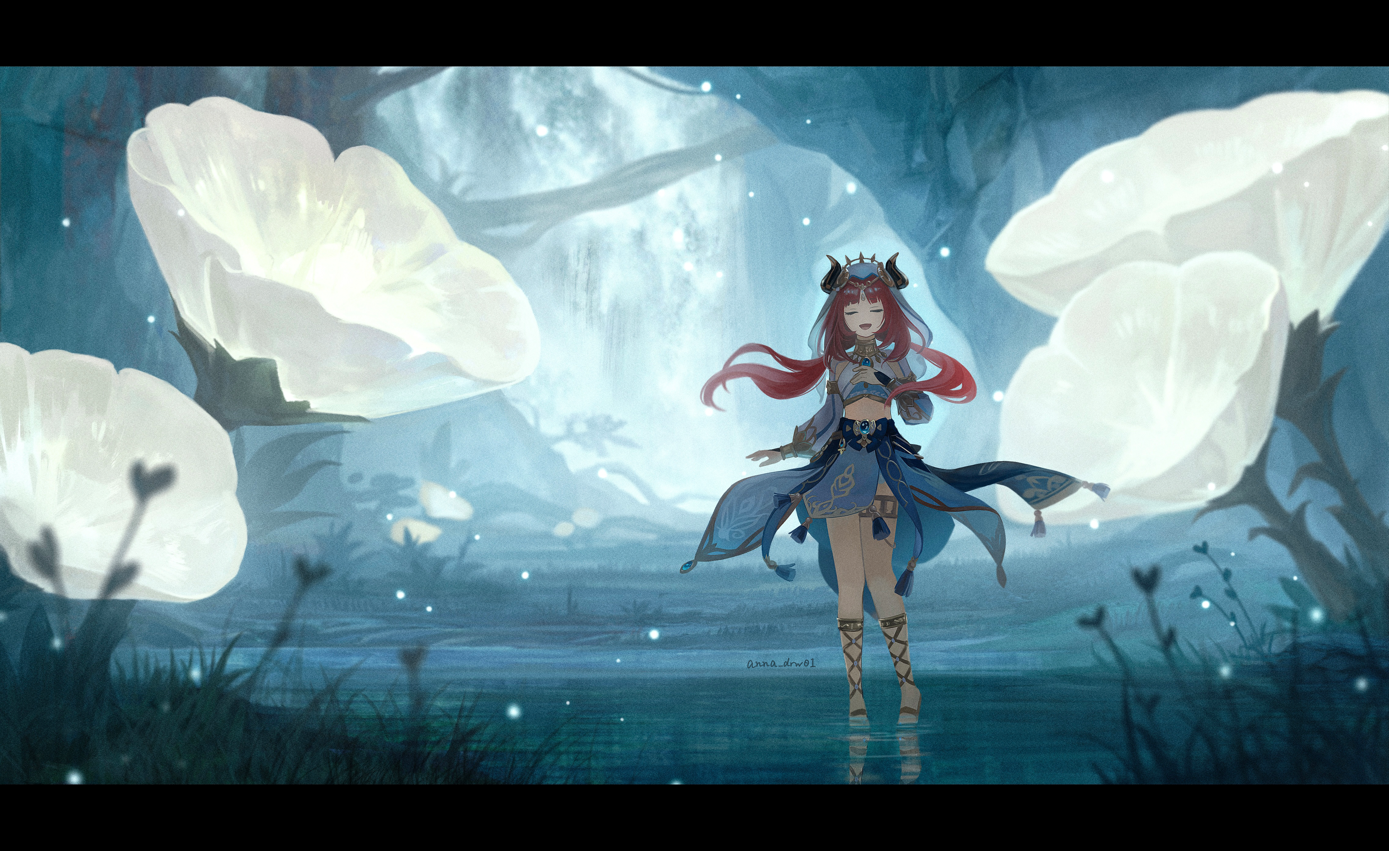 Nilou from Genshin Impact in a magical forest HD Wallpaper