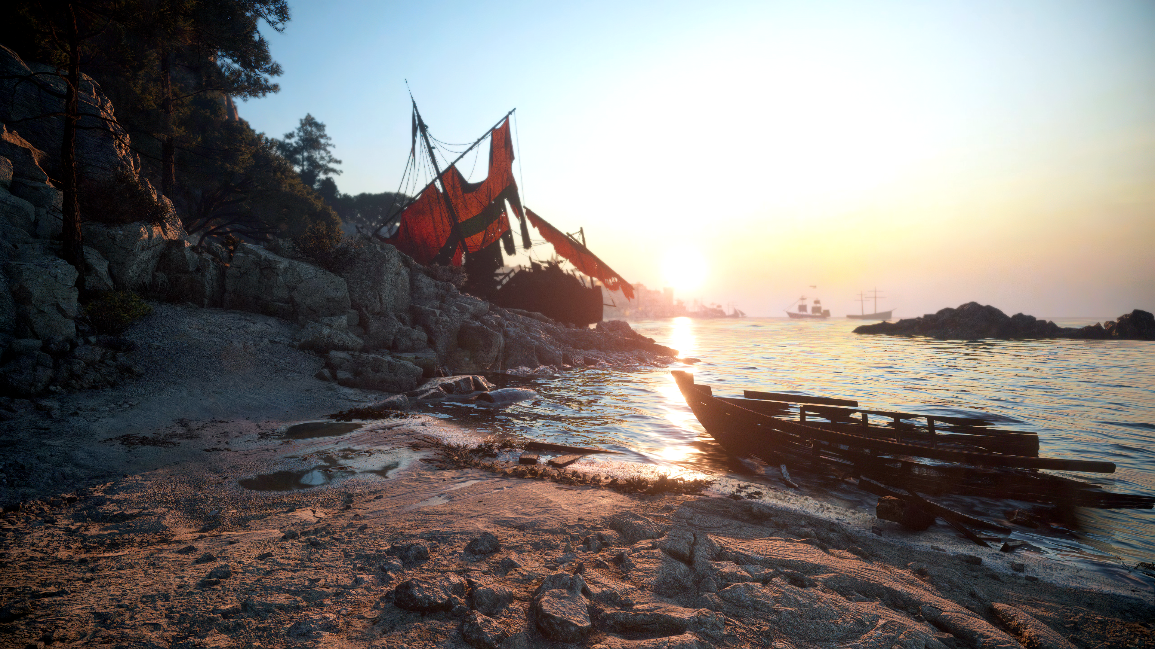 4K PC gaming screenshot of a shipwreck HD Wallpaper