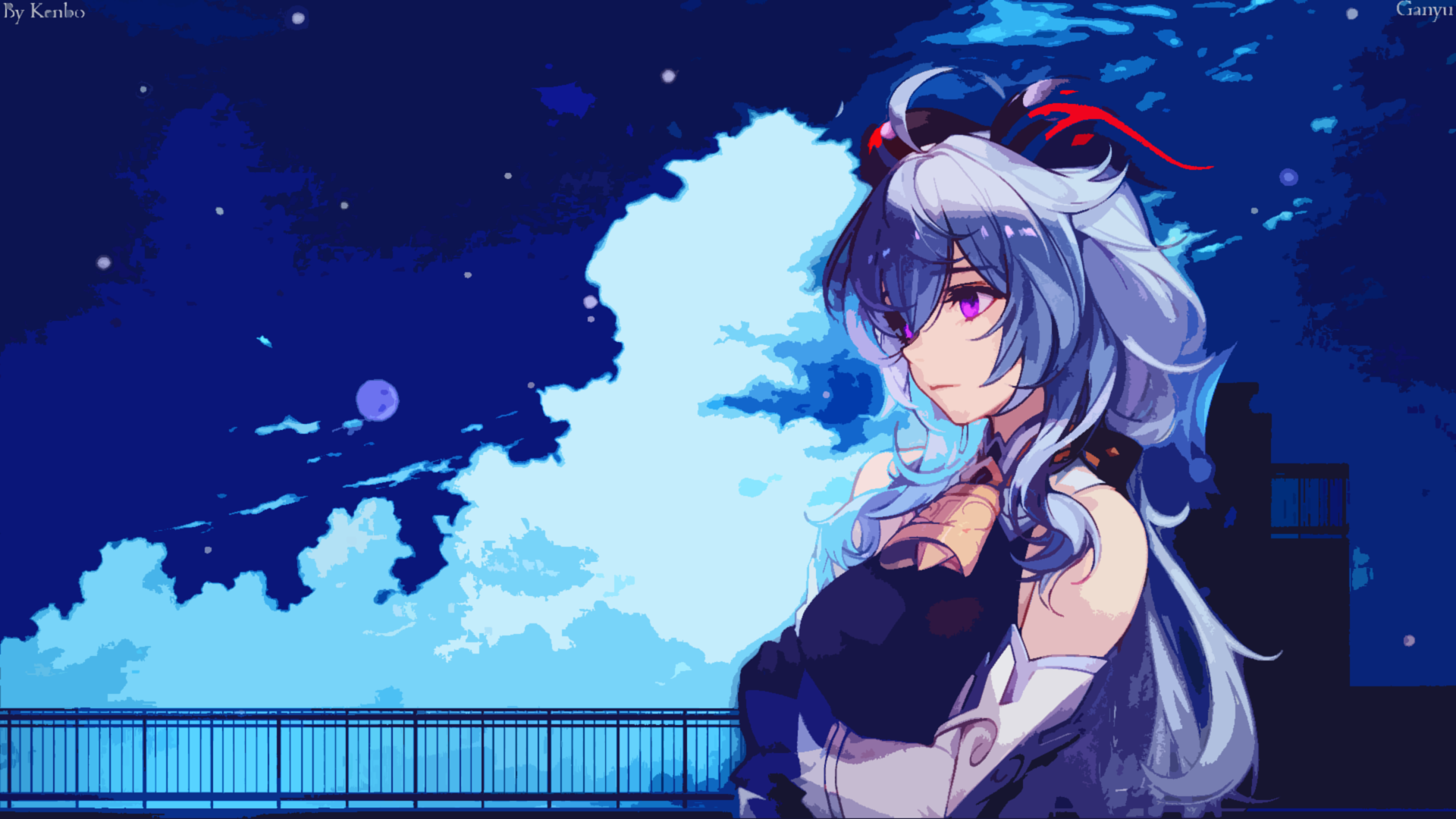 Genshin Impact Ganyu Anime Character Under Night Sky HD Wallpaper