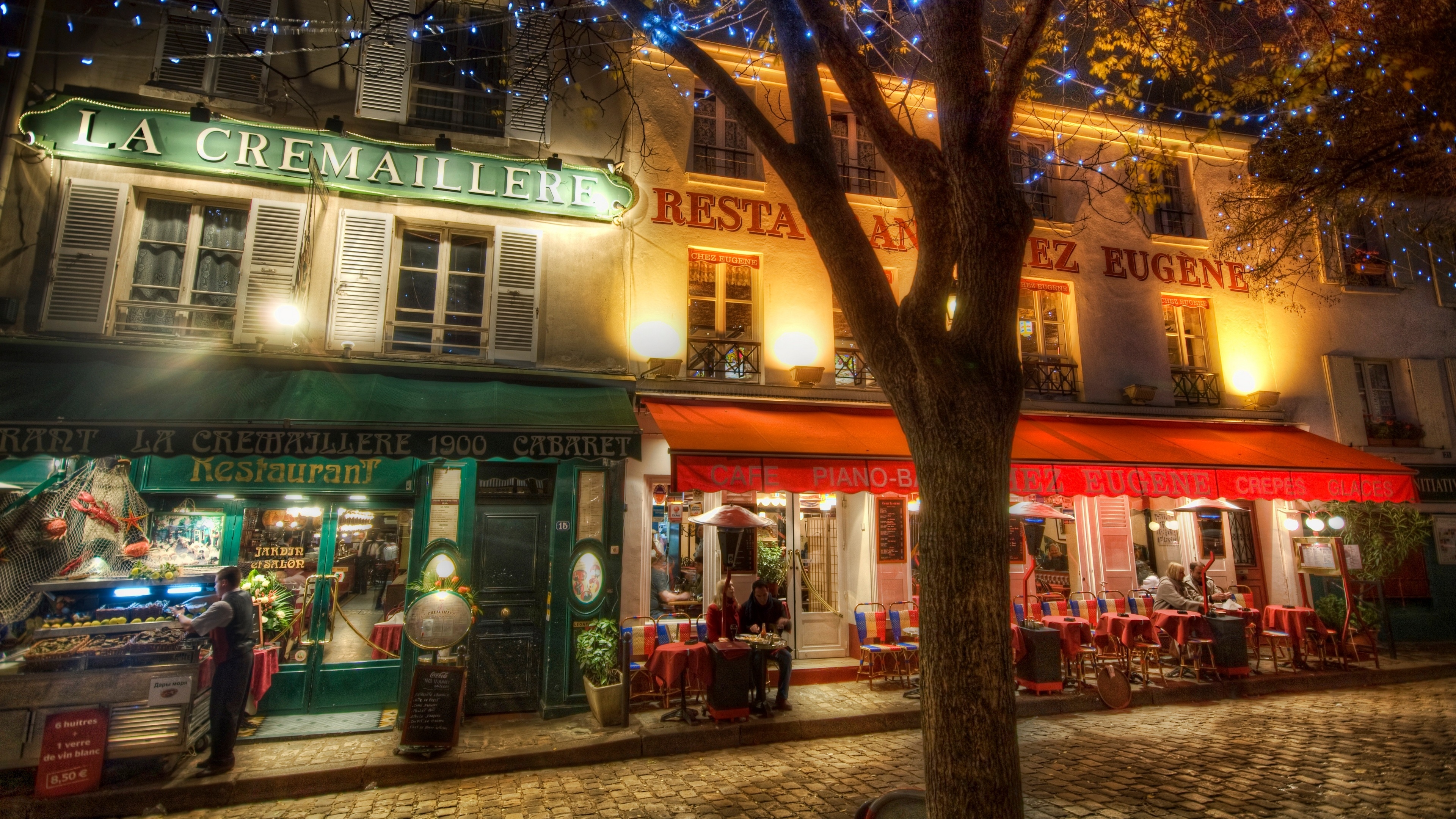 La Cremaillere and Chez Eugene Restaurants at Night HD Wallpaper