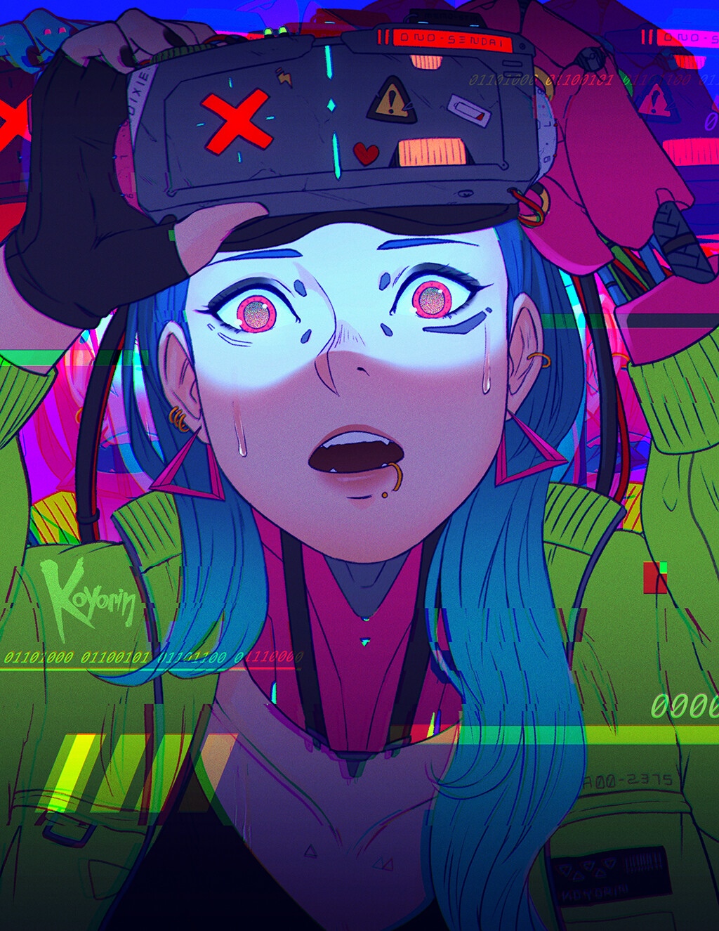 Cyberpunk woman with VR headset HD Phone Wallpaper