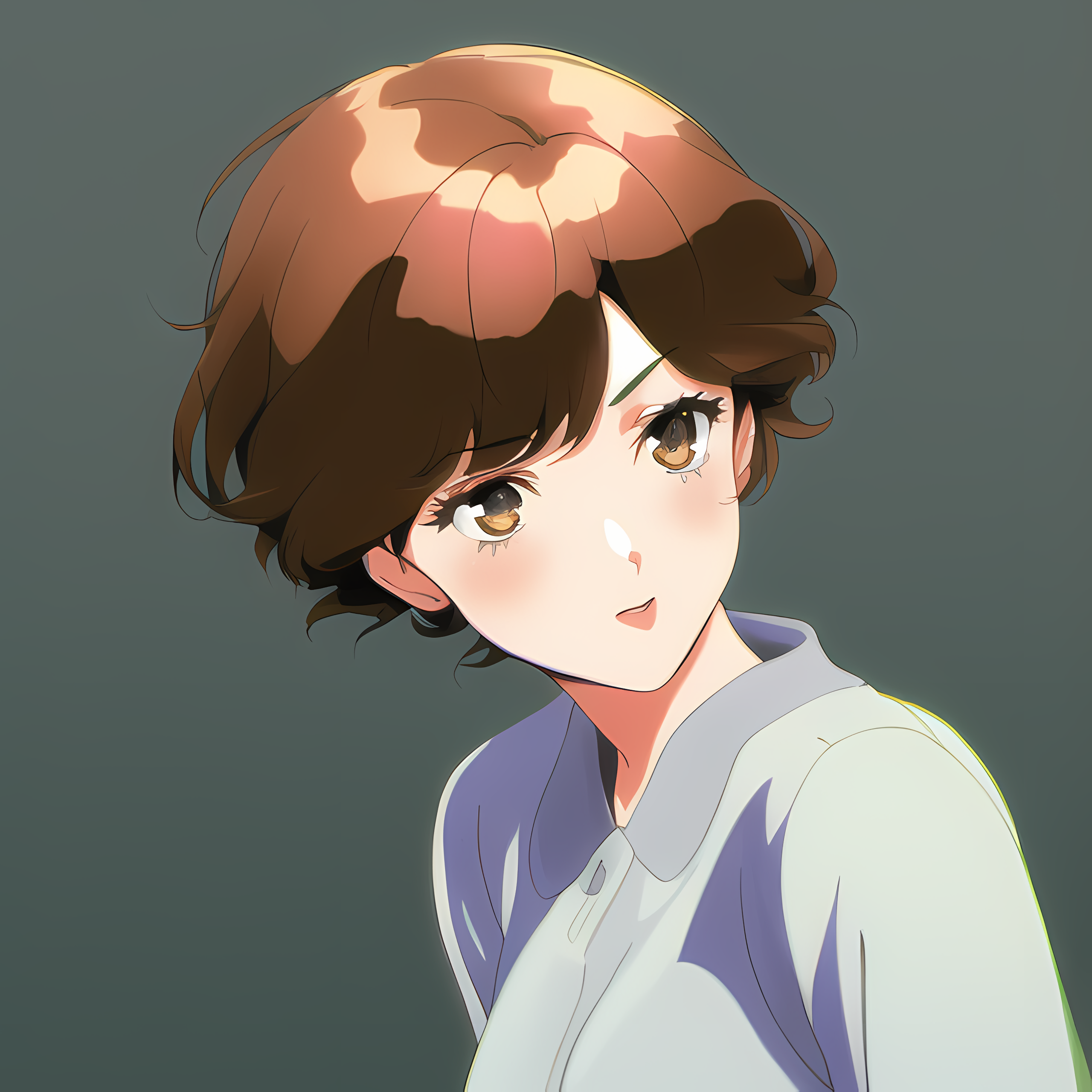Anime girl with brown hair and eyes HD Wallpaper