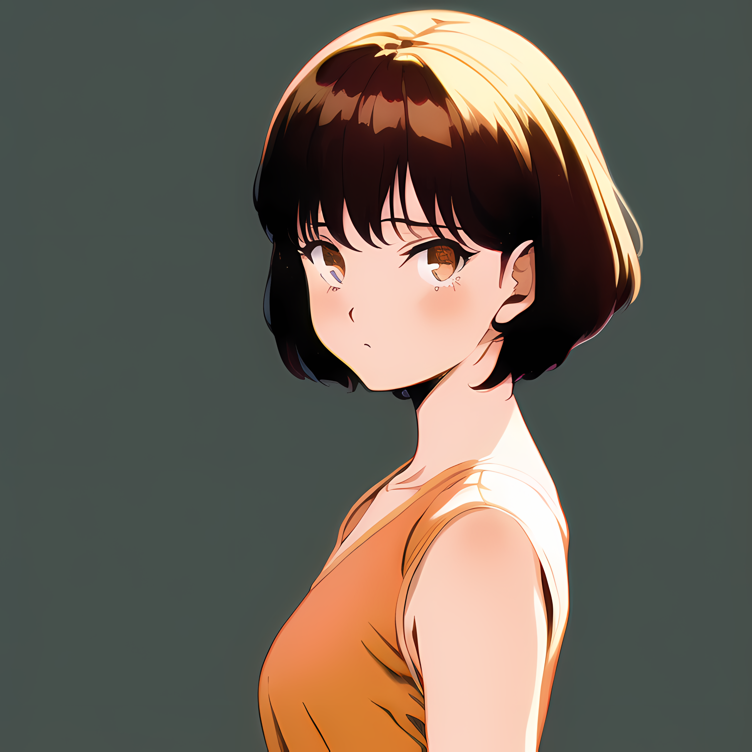 Anime girl with brown hair and eyes HD Wallpaper